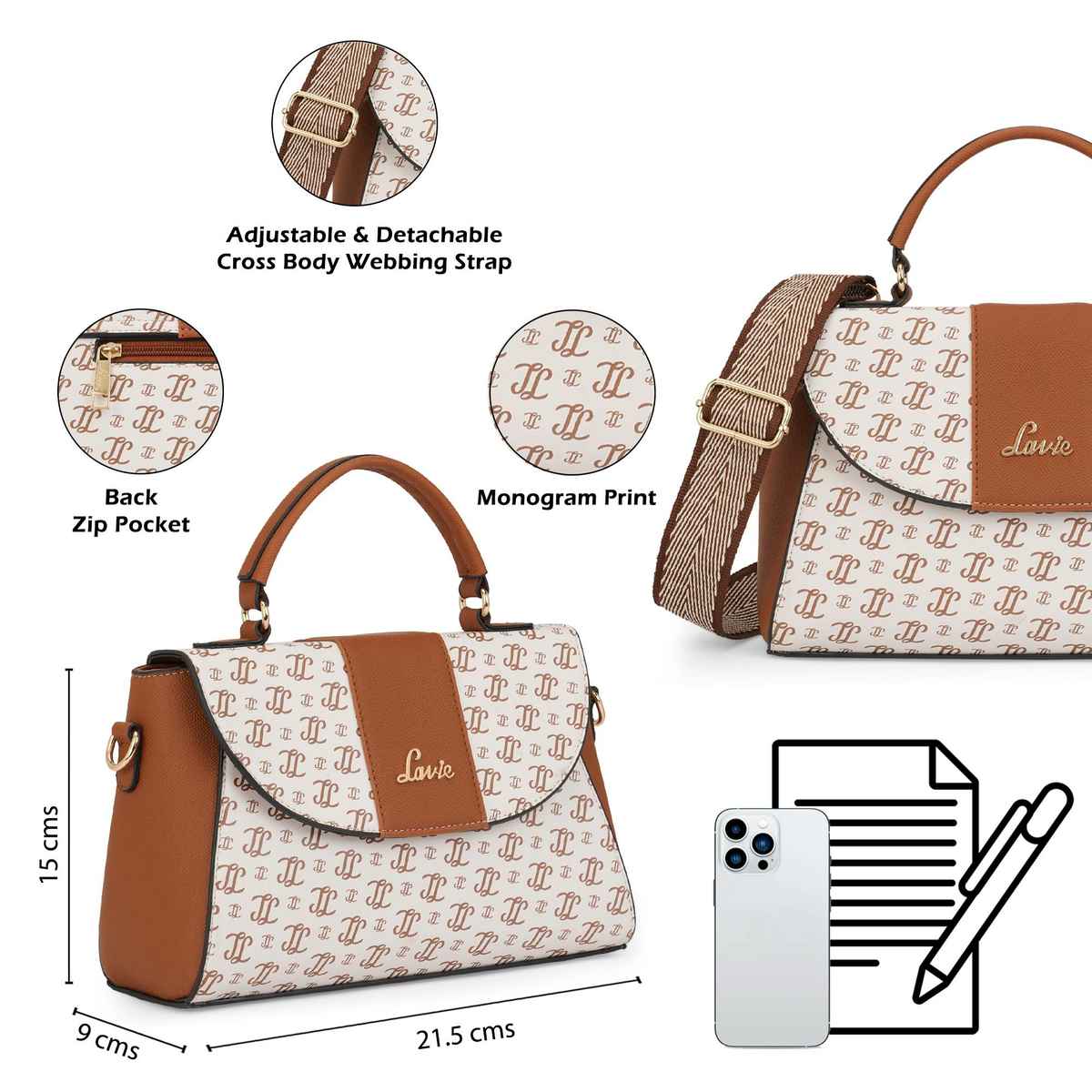 Lavie Women's Mono LL Becky Flap Satchel Handbag | Offwhite