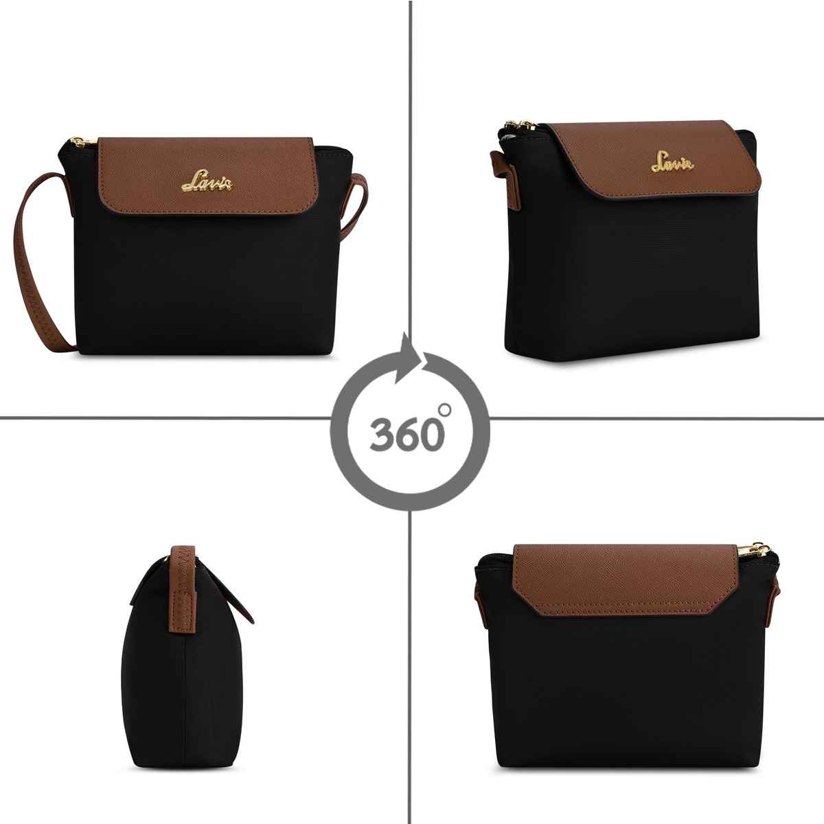 Lavie Women's Vero Flap Cross Body Sling Bag | Ladies Purse Handbag | Black