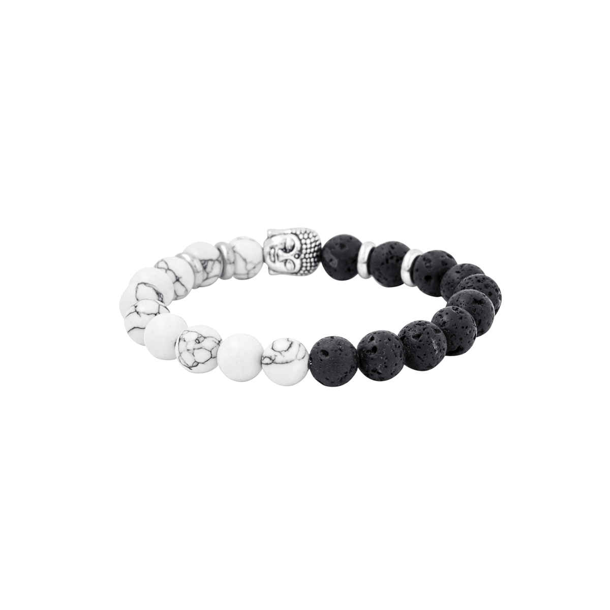 Yellow Chimes Stretchable Buddha Beads Bracelet for Men
