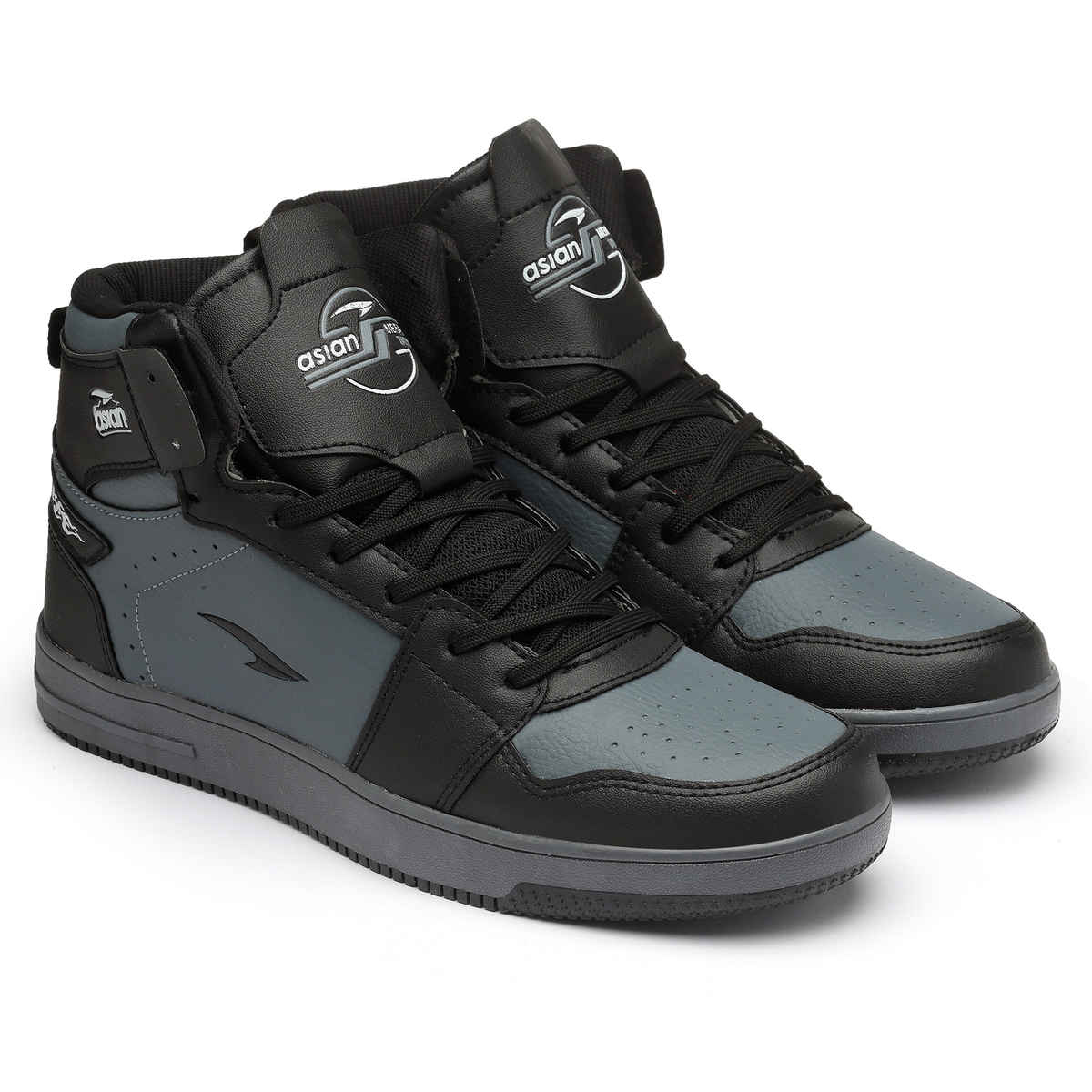 Asian Carnival-13 Hightop Sneakers For Men Mid Grey Black | UK-10