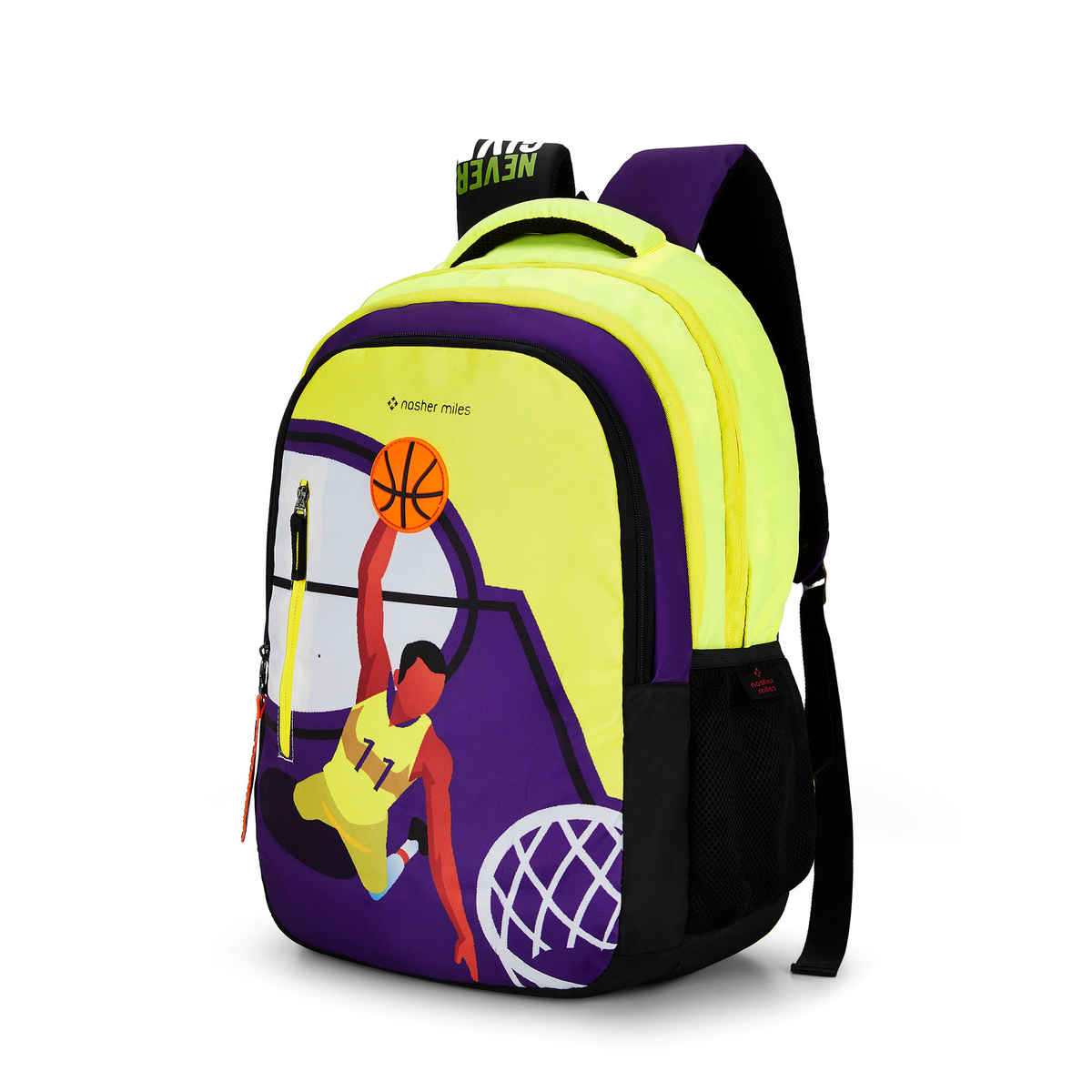 Nasher Miles Basketball Backpack- Unisex-3 Compartment College Bag And School- Purple- 45L