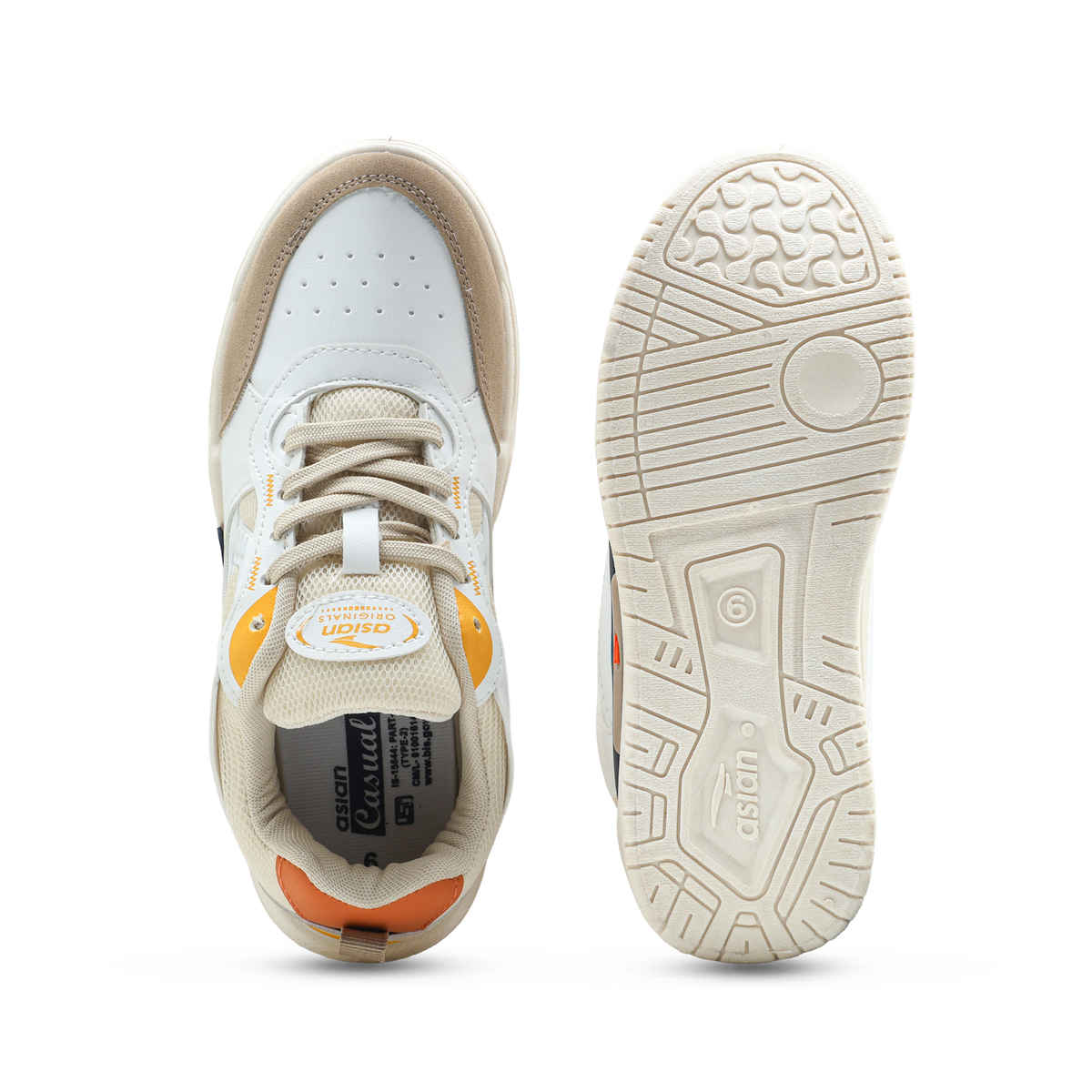 Asian Men's Lace up Sneakers | SHADOW-03 | White | UK 7