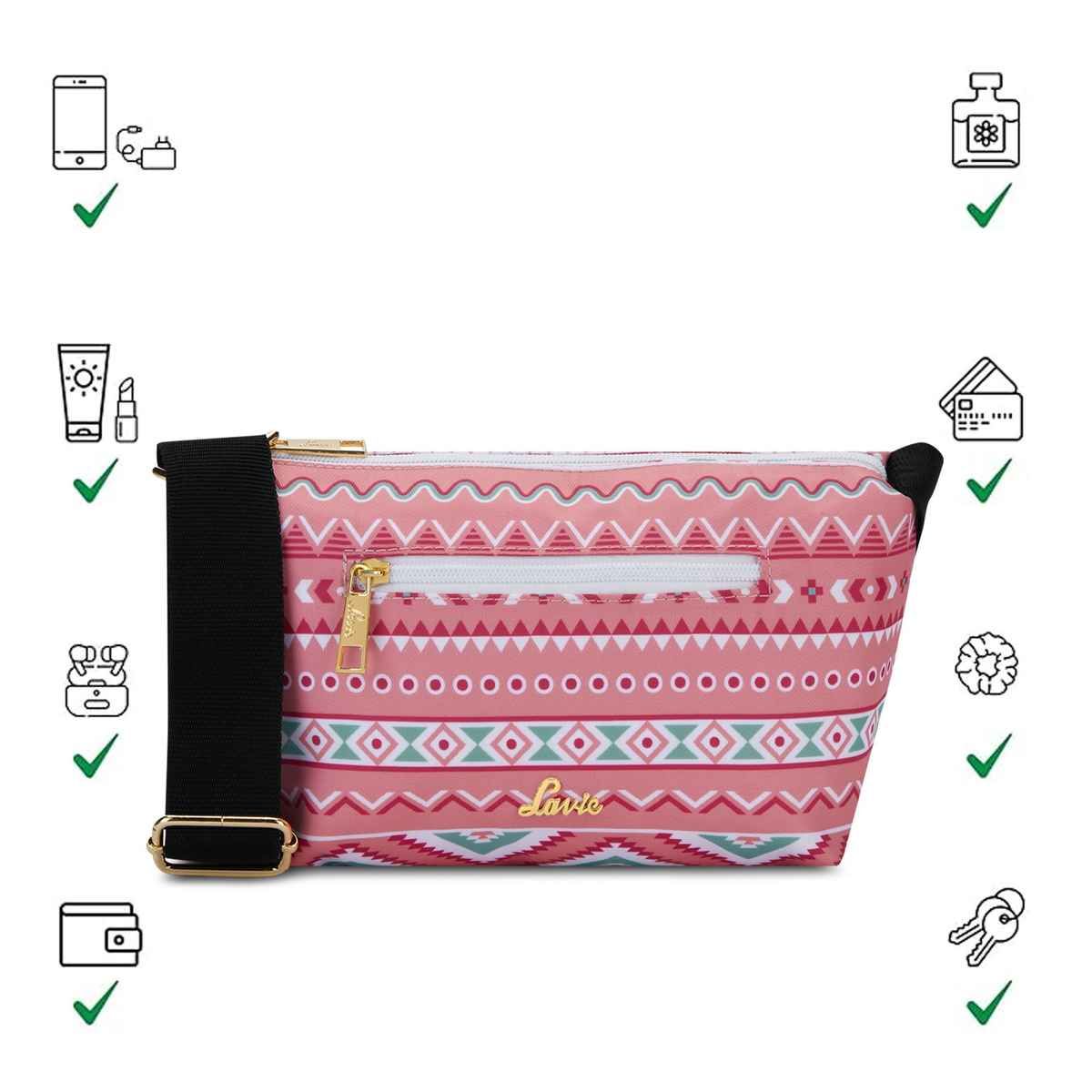Lavie Women's Trixie Floral Cross Body Sling Bag | Ladies Purse Handbag | Light Pink