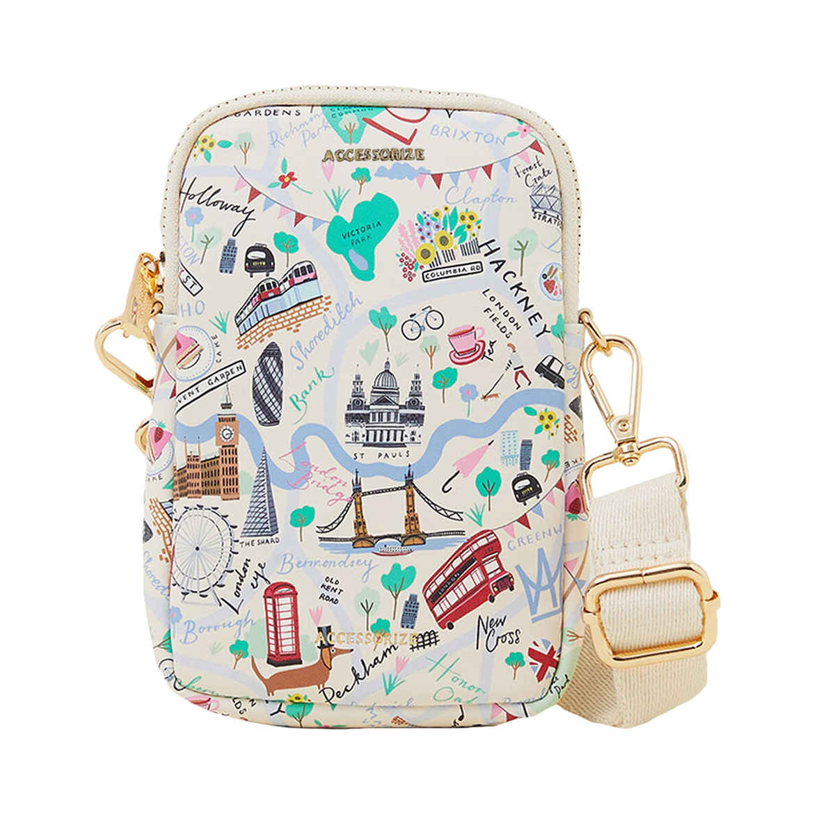Accessorize London Women's London Print Phone Bag | White