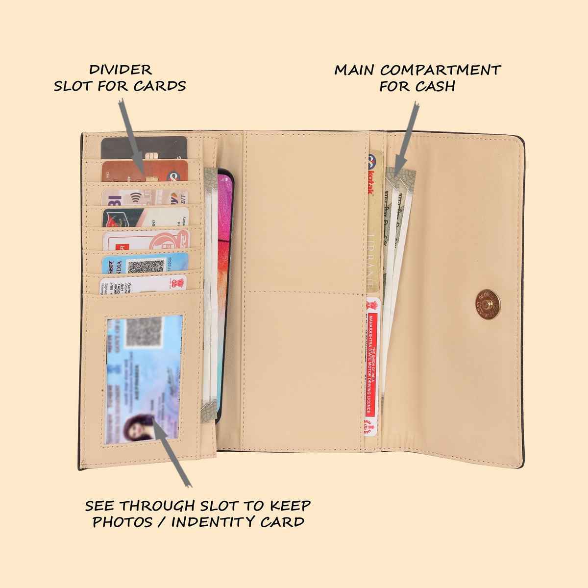 Lavie Women's Large 3 Fold Wallet | Black