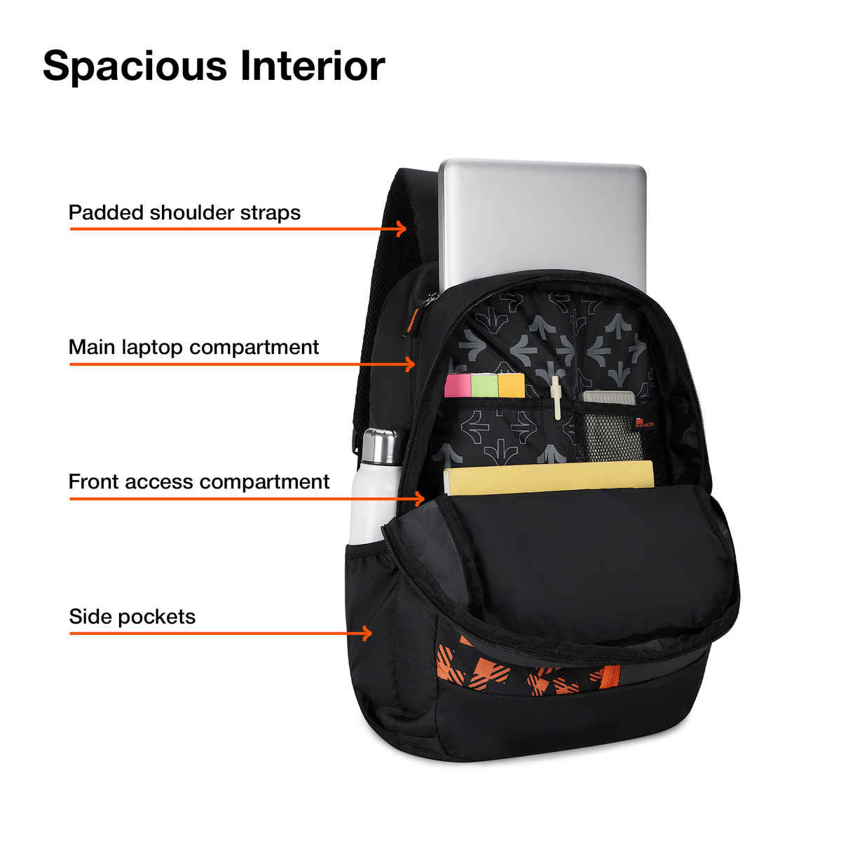 Nasher Miles Tetris Polyester Laptop Backpack with Rain cover | Black - 36 L