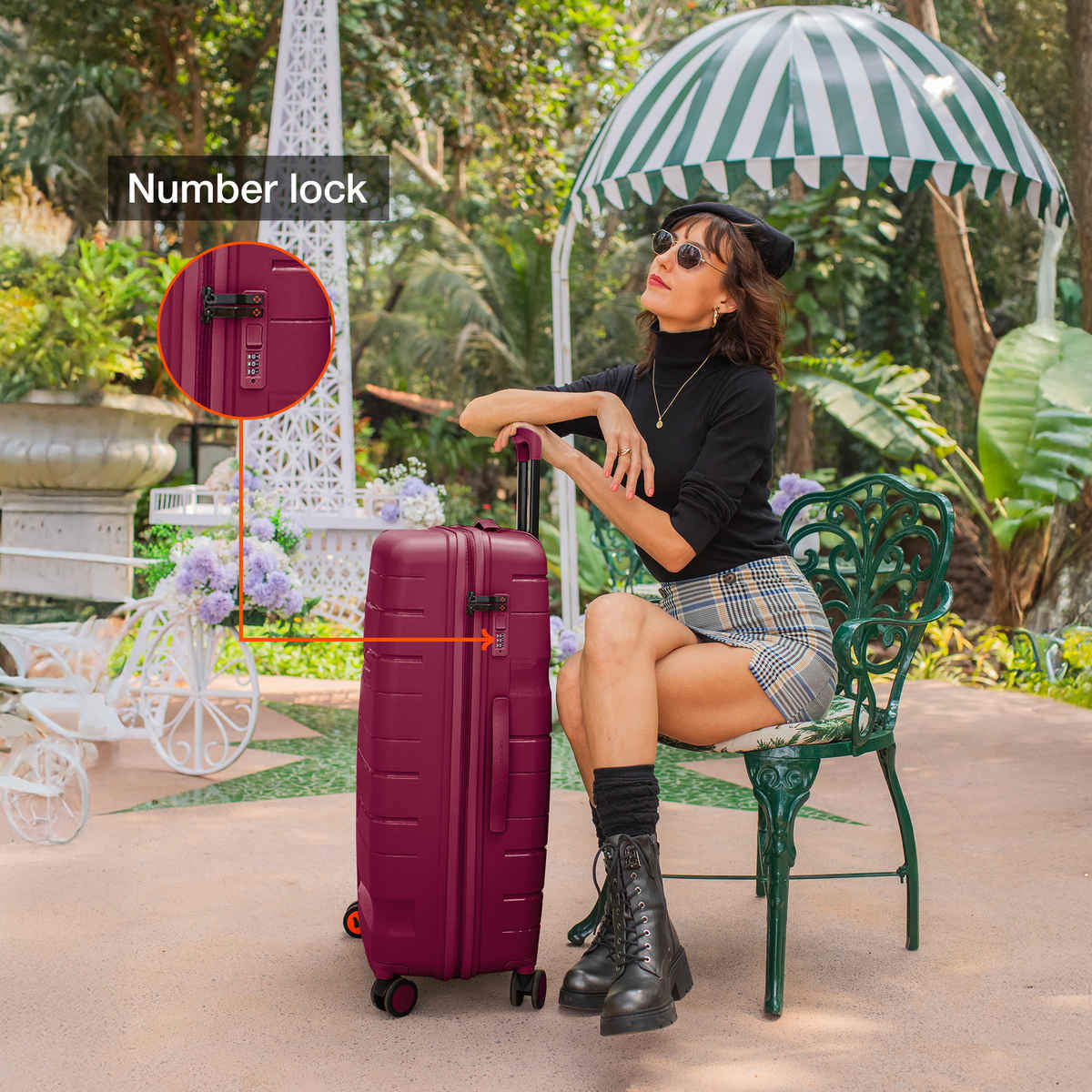 Nasher Miles Paris Check-In Hard Sided Polypropylene 28 Inch|75 cm Trolley Bag - Maroon