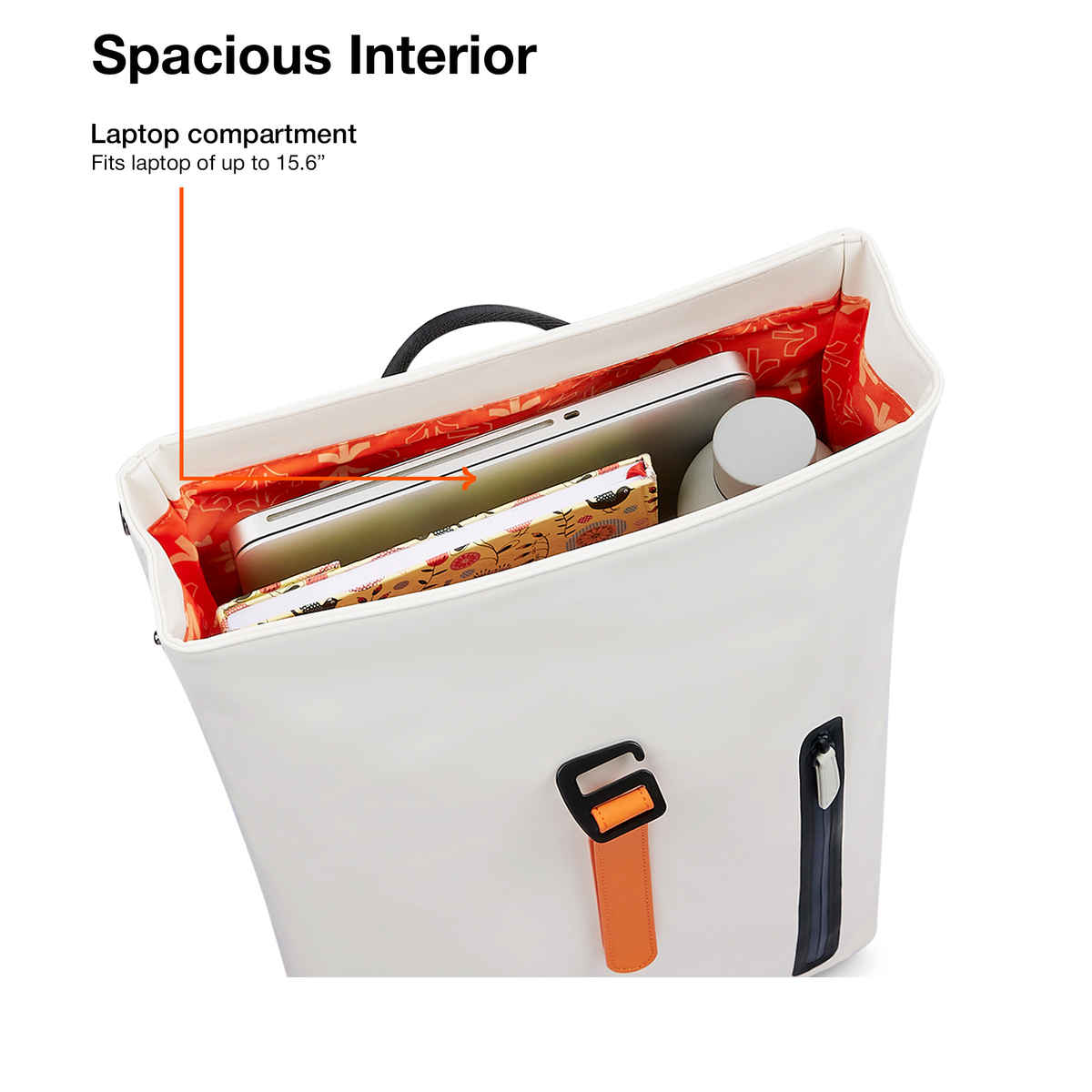 Nasher Miles Chelsea 28 L Top-open, Polyurethane Laptop Backpack for College and School- White