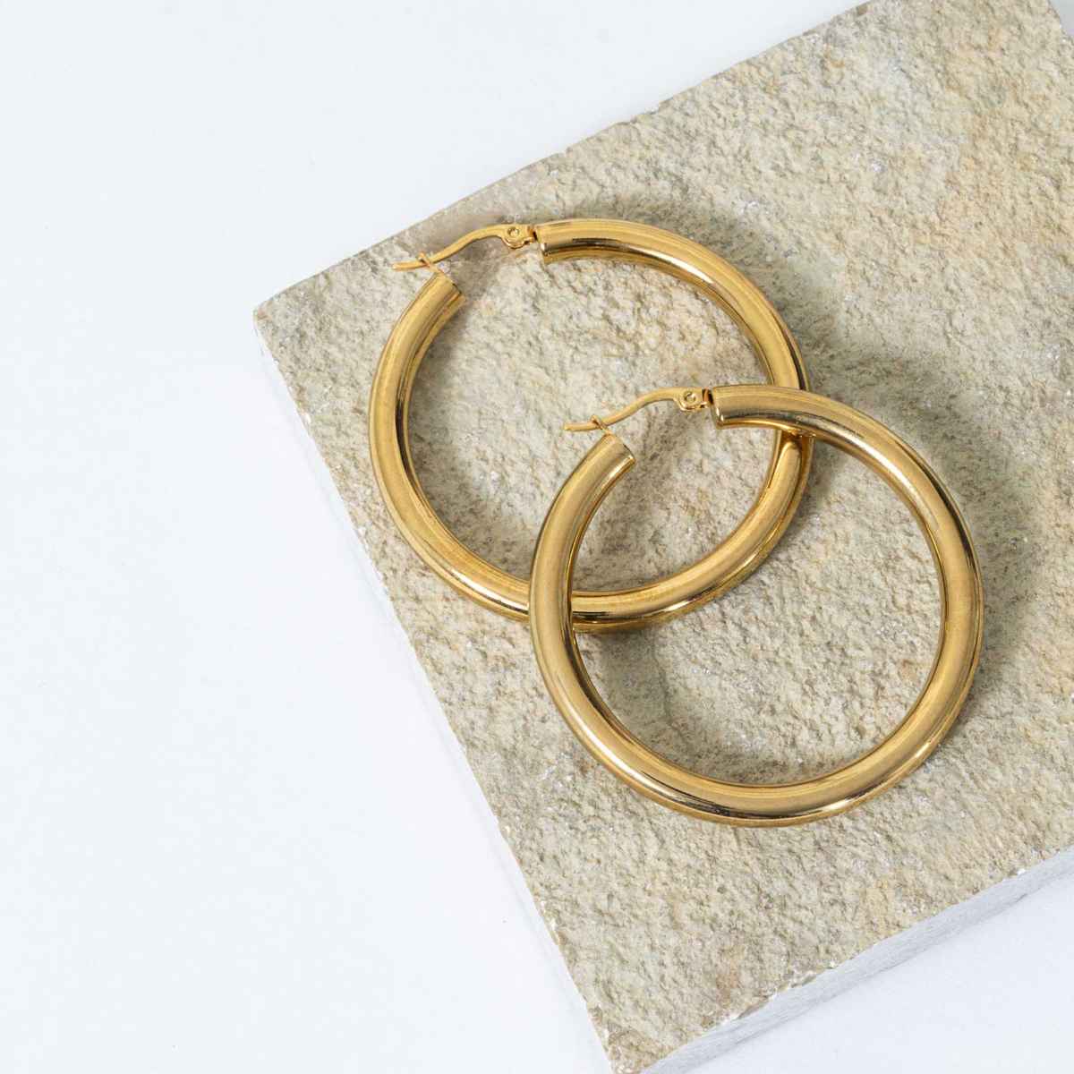 ZAISHA 18K Gold Plated Statement Zella Hoops | Large | Birthday | Anniversary | Valentines gift
