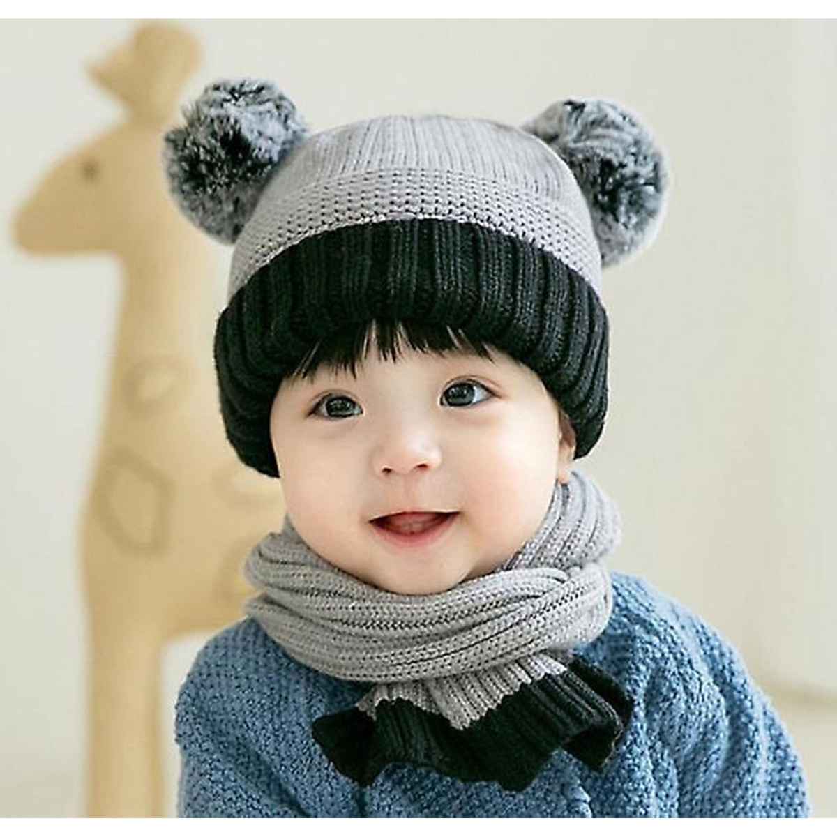 Fabseasons Unisex Solid Acrylic Beanie | Grey | 6 months - 3 years