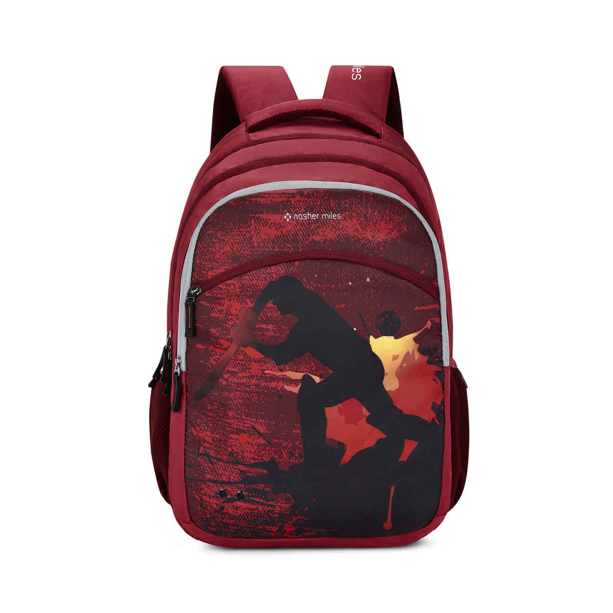 Nasher Miles Cricket Backpack- Unisex- 3 Compartment Casual College Bag- Red- 45L