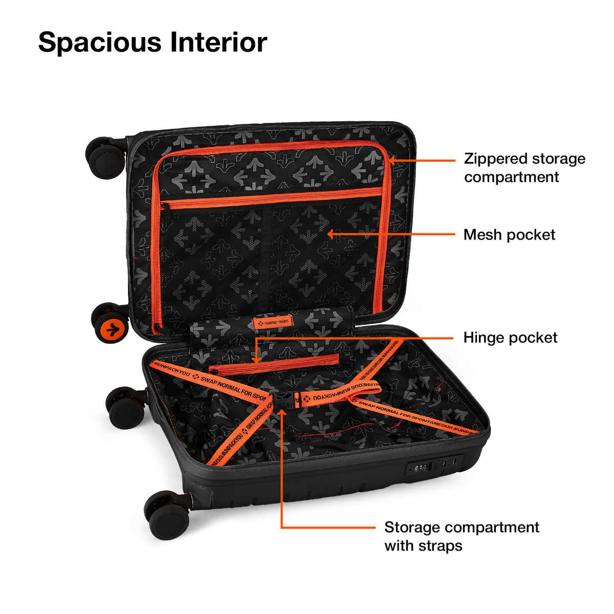 Nasher Miles Paris Cabin Hard-Sided Polypropylene Luggage- 20 Inch - 55 cm Trolley Bag- Black