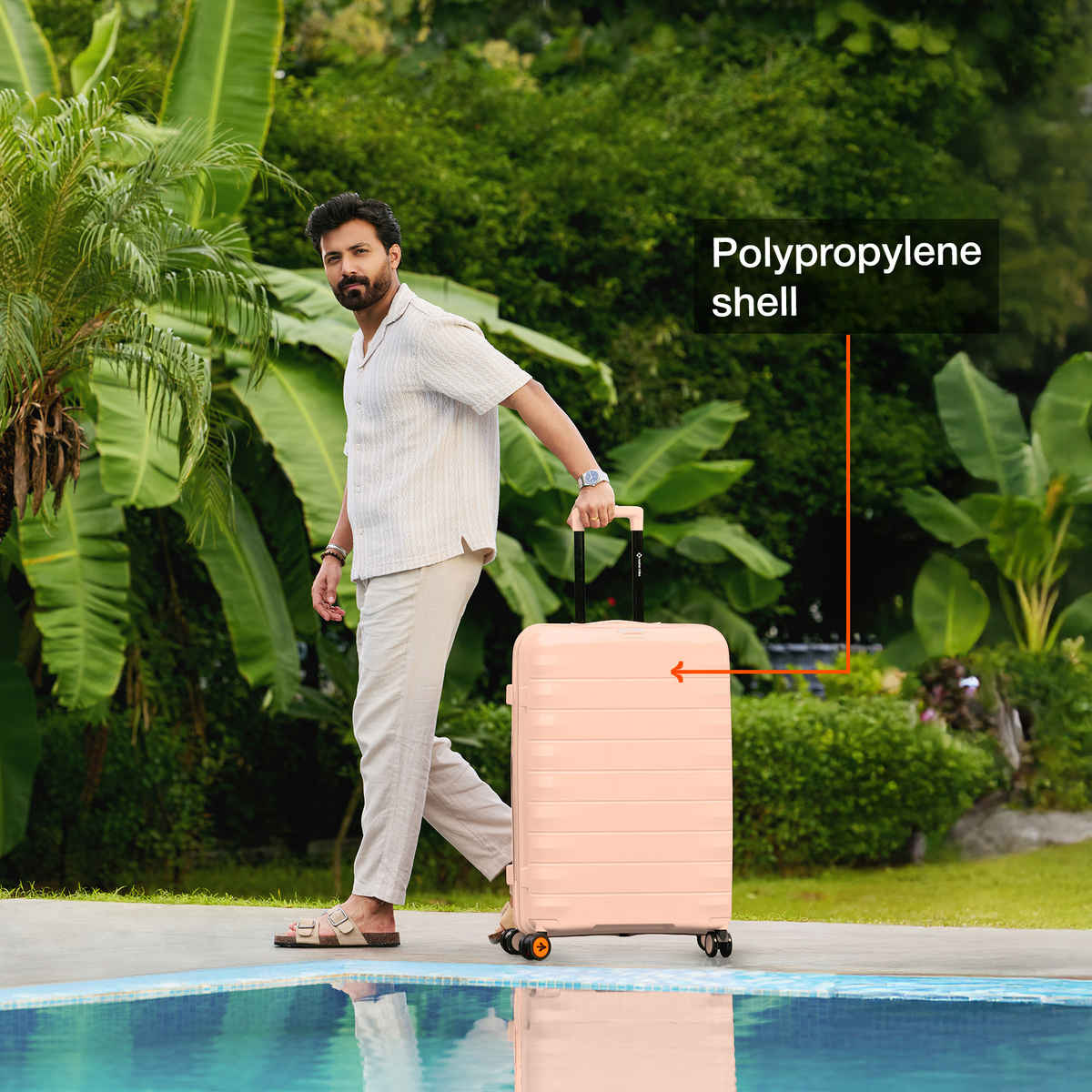 Nasher Miles Vienna Check-In Hard Sided Polypropylene 28 Inch|75 cm Trolley Bag - Peach