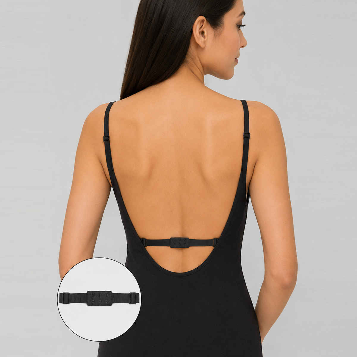 Secrets By ZeroKaata Women's Adjustable Bra Converter | 2-Hook Bra Extender | Black | Free Size