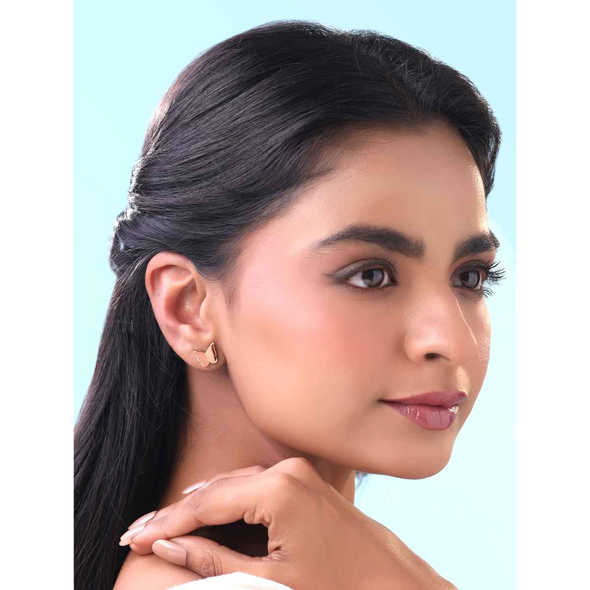Yellow Chimes Earrings | Rose Gold Studs | Butterfly Shaped | Birthday Gift for Women