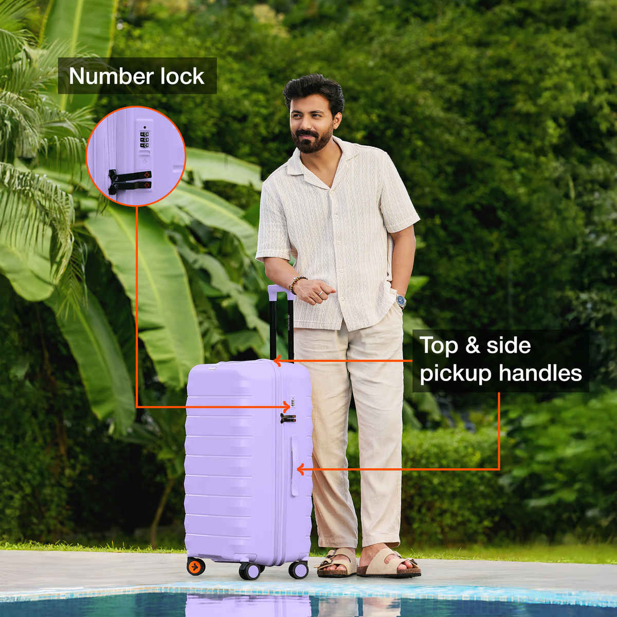 Nasher Miles Vienna Check-In Hard Sided Polypropylene 28 Inch|75 cm Trolley Bag - Purple