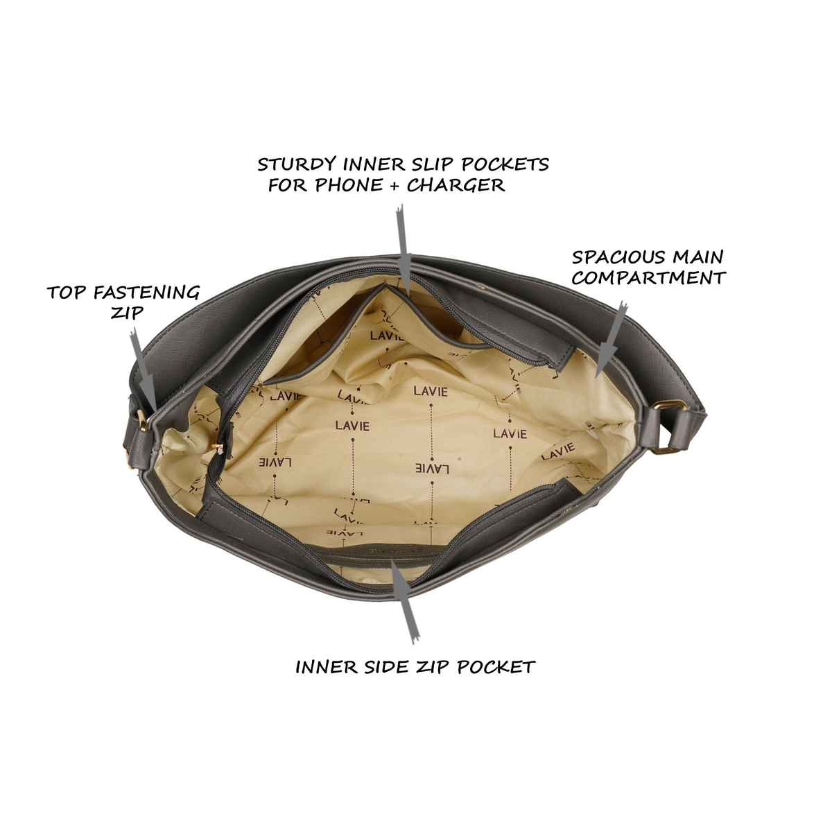 Lavie Women's Polani Large Hobo Bag | Grey