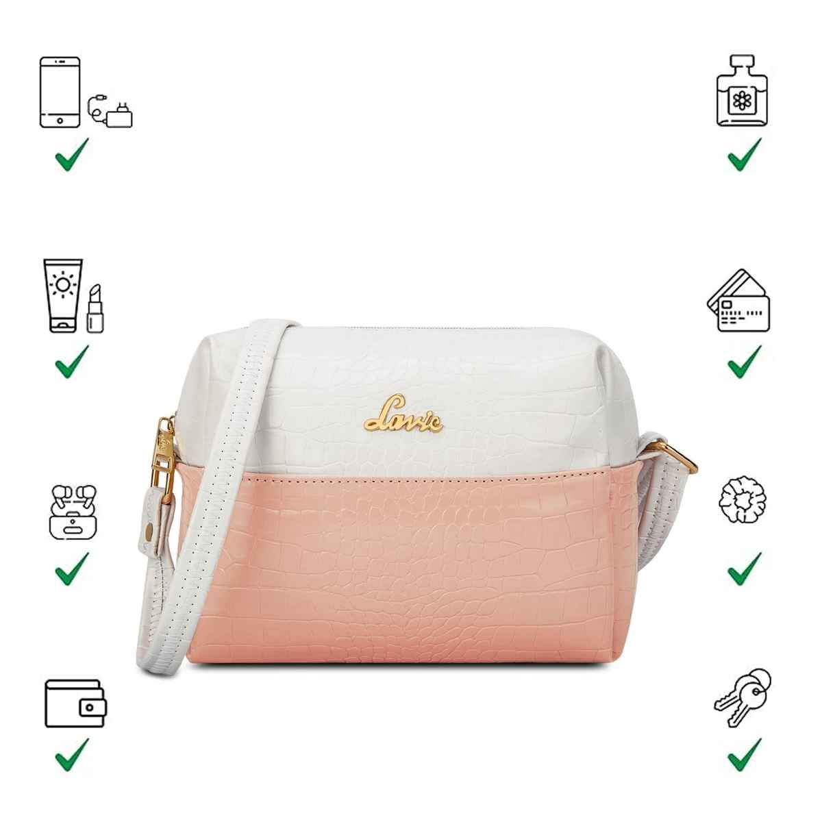 Lavie Women's Tina Cross Body Sling Bag | Ladies Purse Handbag | Light Pink