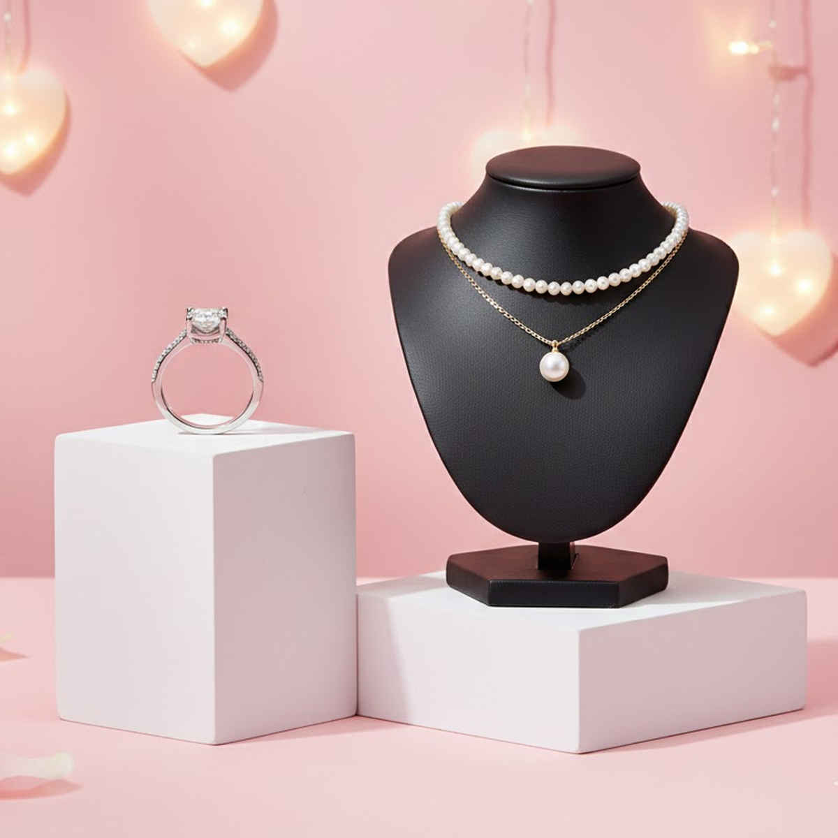 Labelshe Silver Plated Crystal Studded Solitaire Adjustable Finger Ring  (1pc) & Estailo Fashion Women'S Jewellery Necklace & Pendants Silver One Size  (1pc) Combo