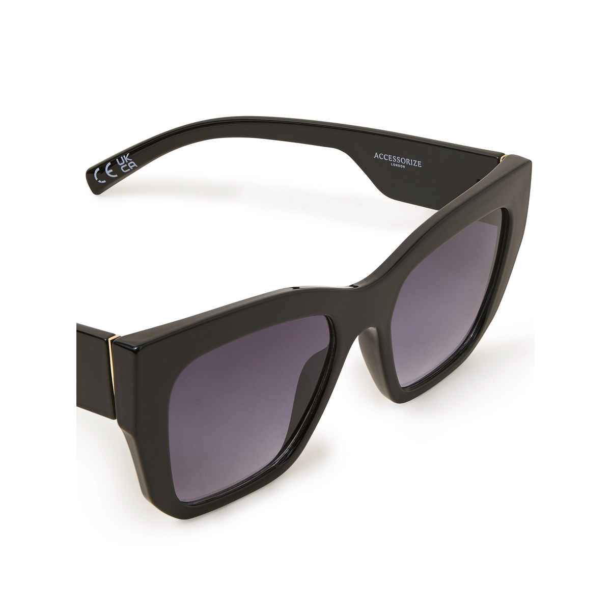 Accessorize London Women's Chunky Cateye Gold Tip | Black
