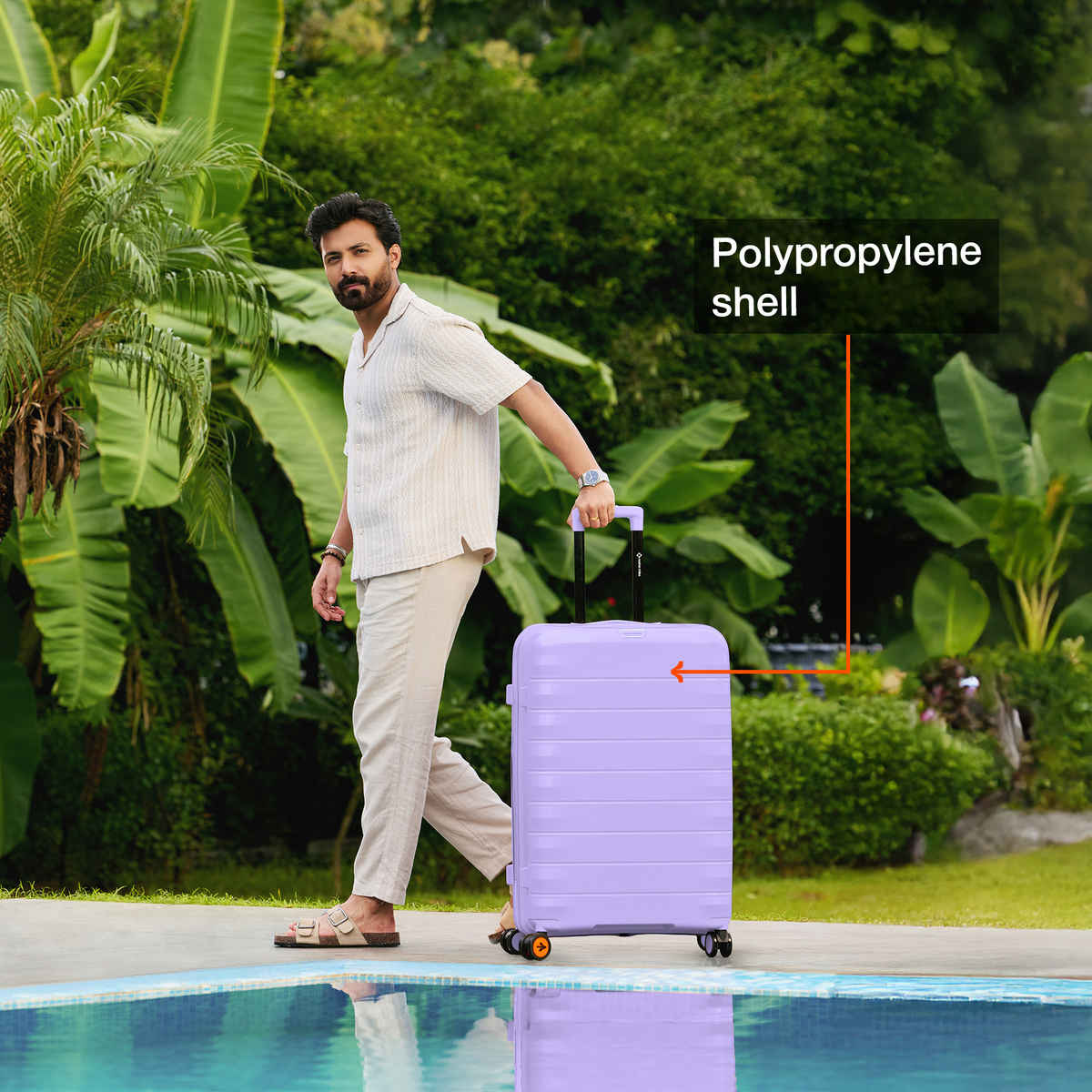 Nasher Miles Vienna Check-In Hard Sided Polypropylene 28 Inch|75 cm Trolley Bag - Purple