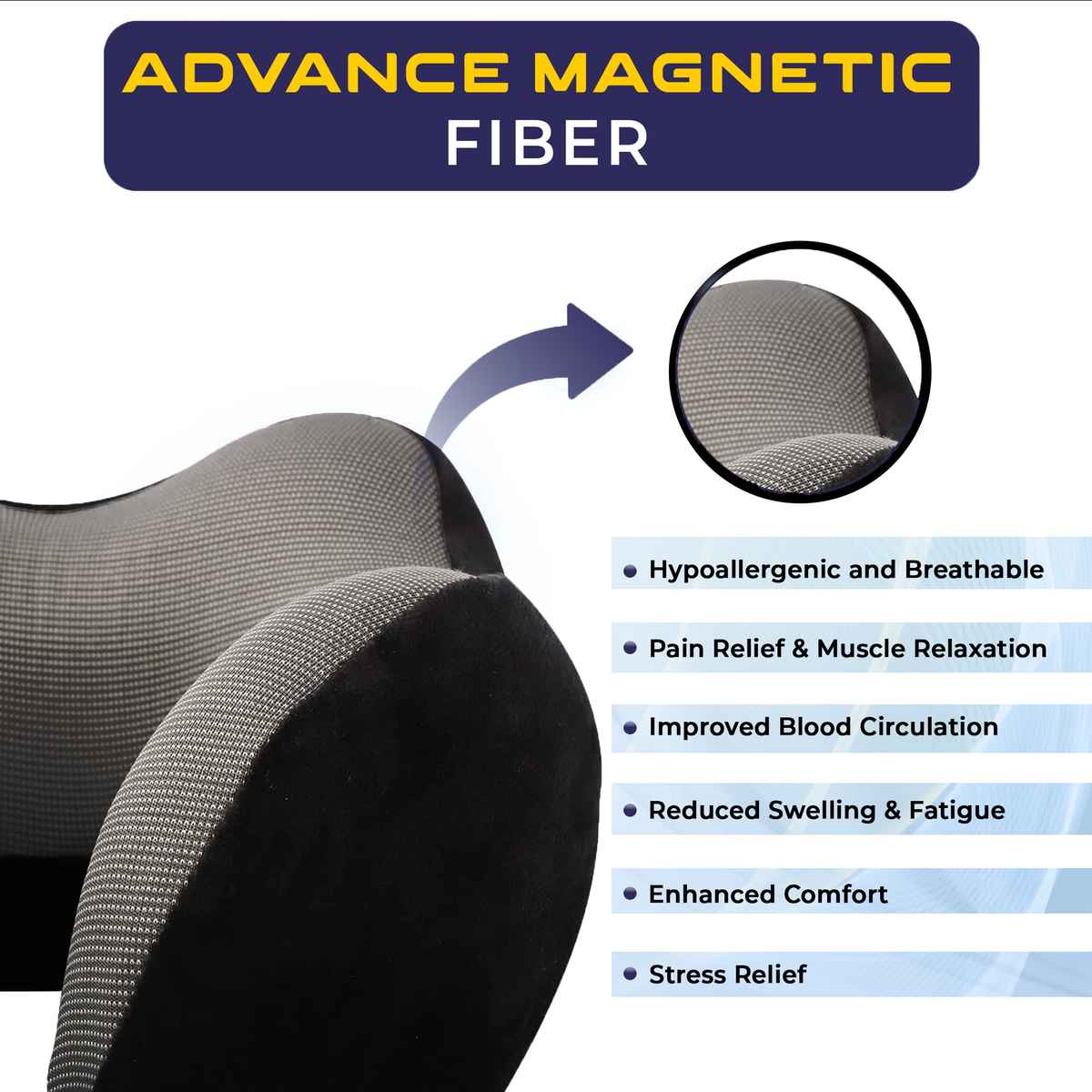 Billebon Cool Gel Travel Neck Pillow Combo | Magnetic Fabric, Neck Support & Washable Cover | Black