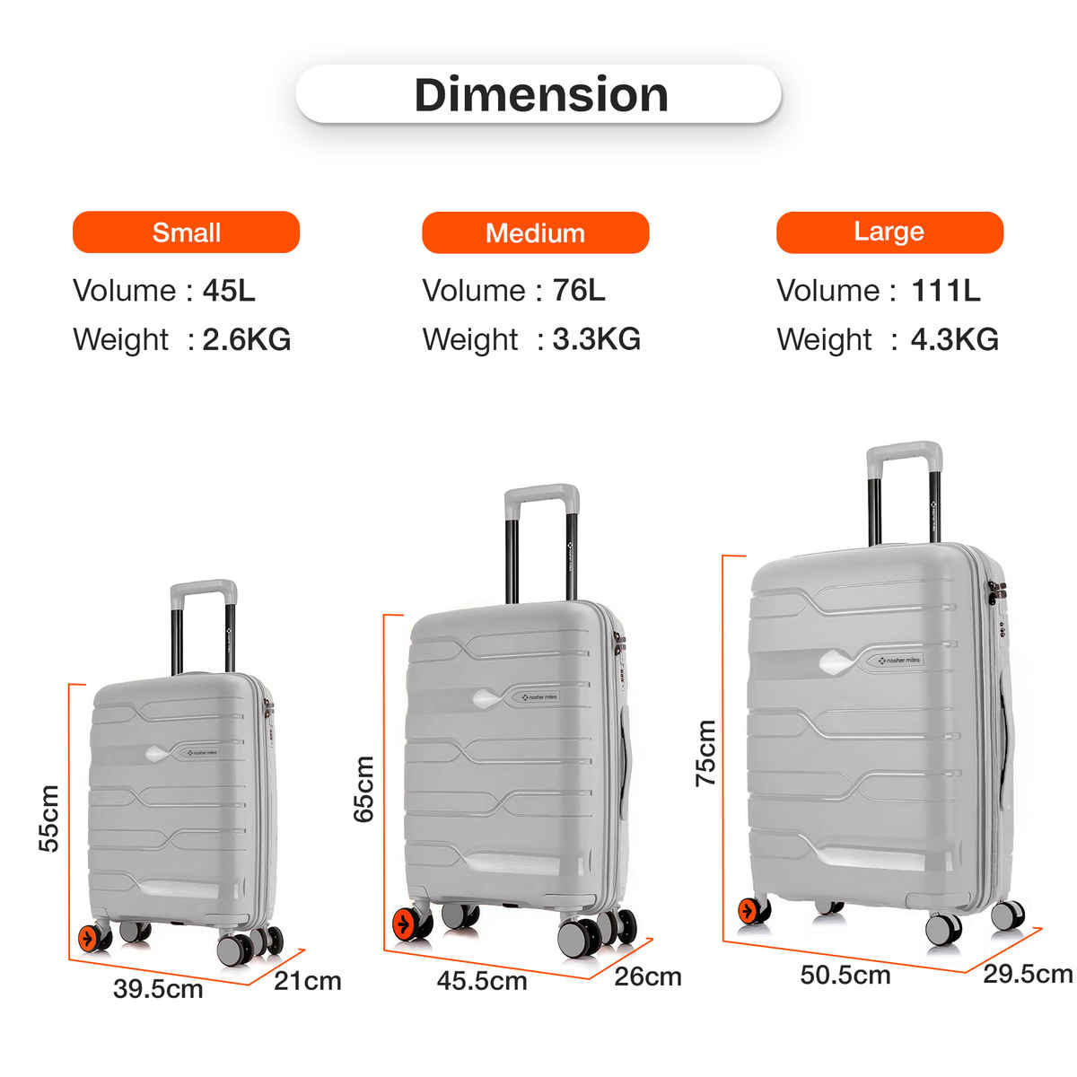 Nasher Miles Paris Cabin Hard Sided Polypropylene 20 Inch|55 cm Trolley Bag - Grey