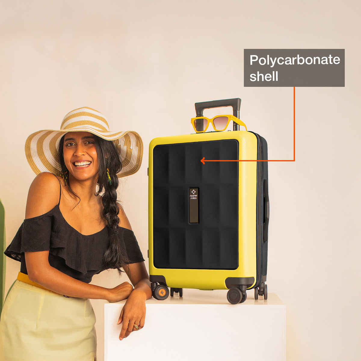 Nasher Miles Zanzibar Cabin Hard Side Polypropylene 20 Inch-55 cm Trolley Bag (Black Yellow)