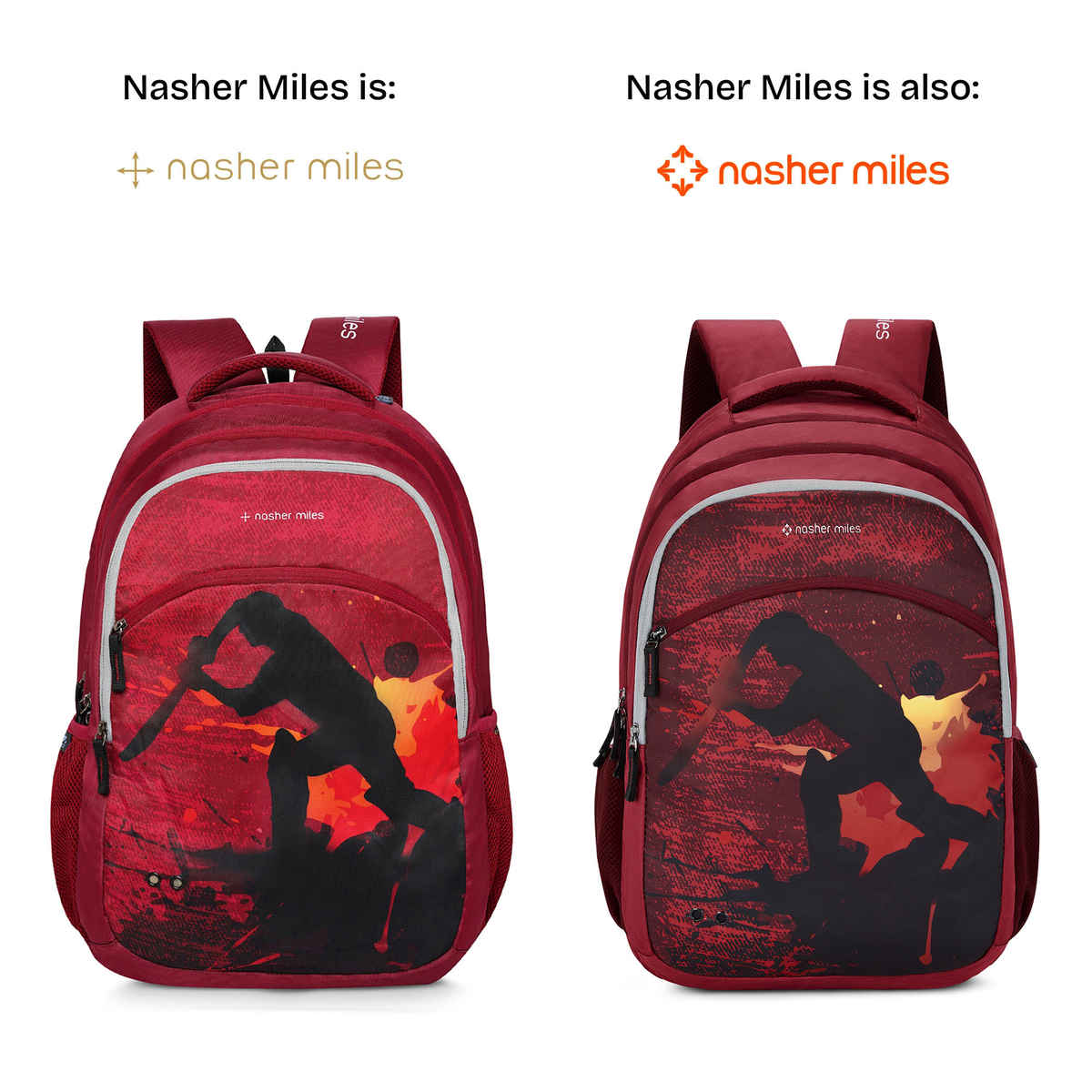 Nasher Miles Cricket Backpack- Unisex- 3 Compartment Casual College Bag- Red- 45L