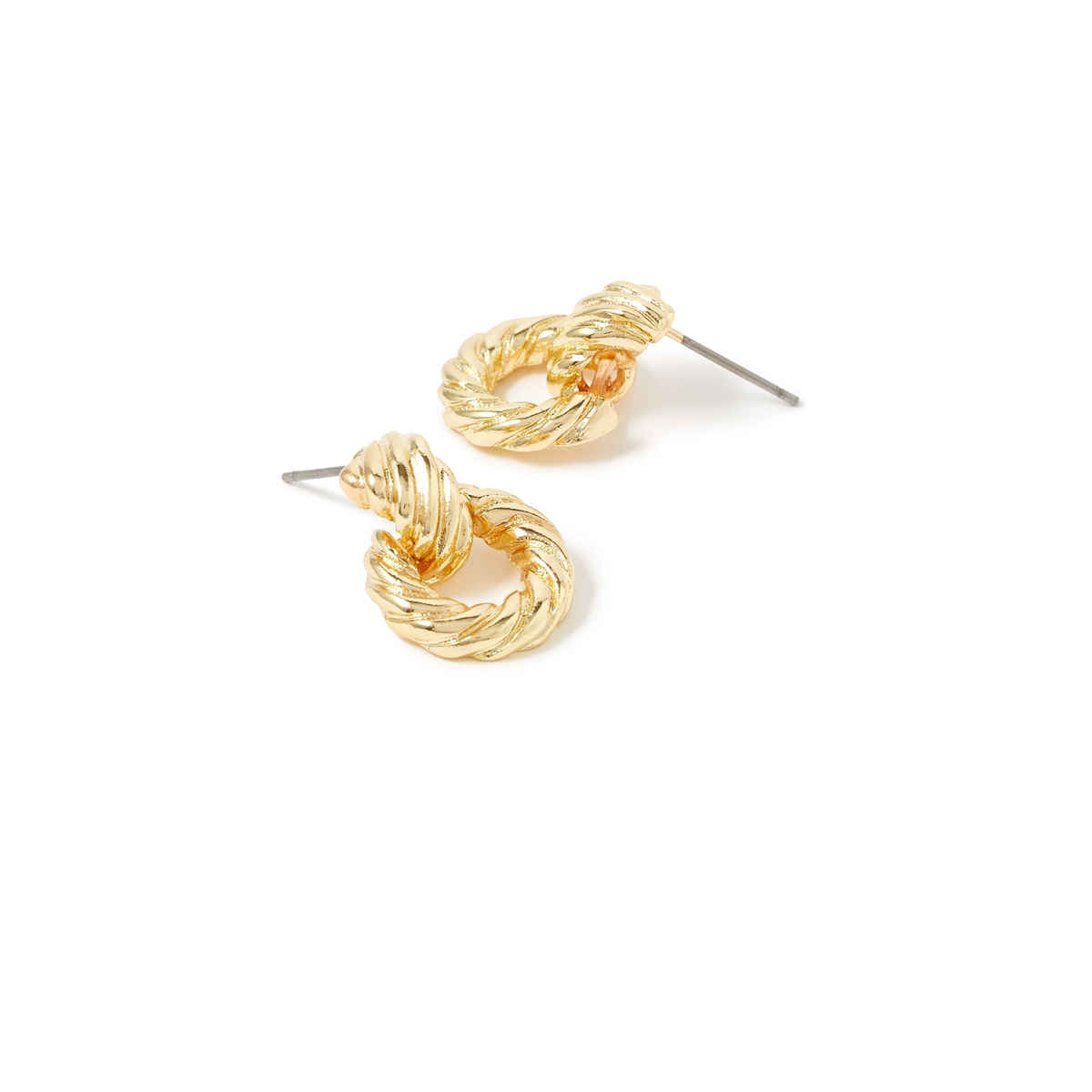 Accessorize London Women's Gold Berry Blush Twisted Tiny Doorknocker Earring - Gold