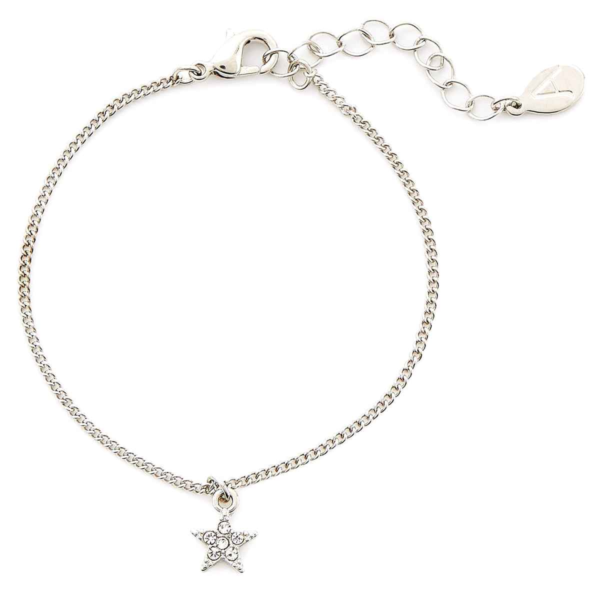 Accessorize London Women Silver Pave Star Clasp Bracelet