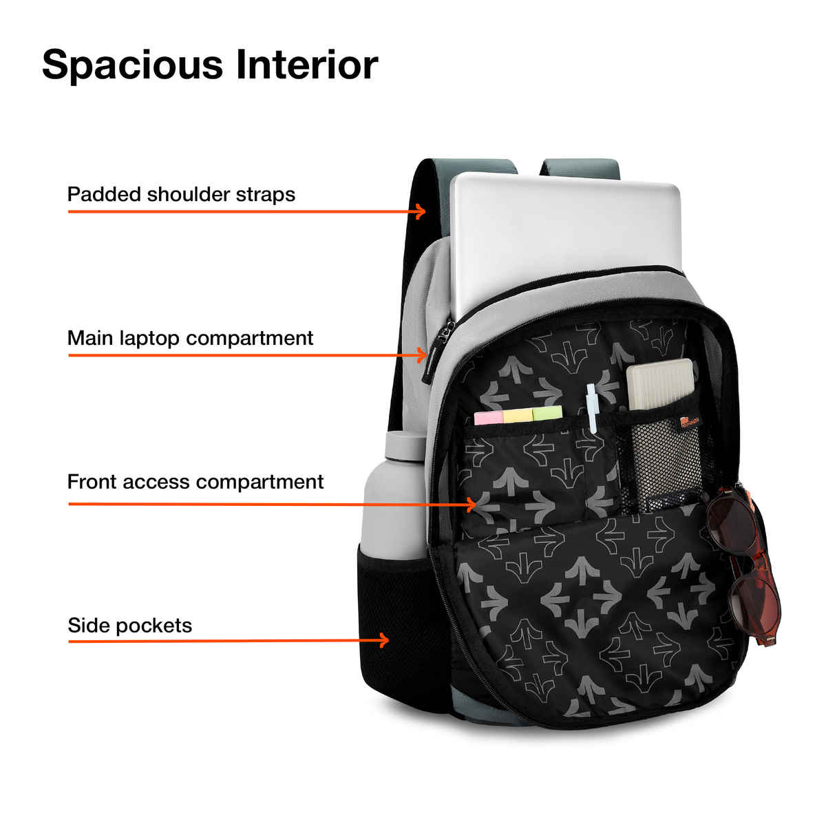 Nasher Miles Backpack for Unisex | Laptop Backpack | Casual Coding | Grey Black - 31L