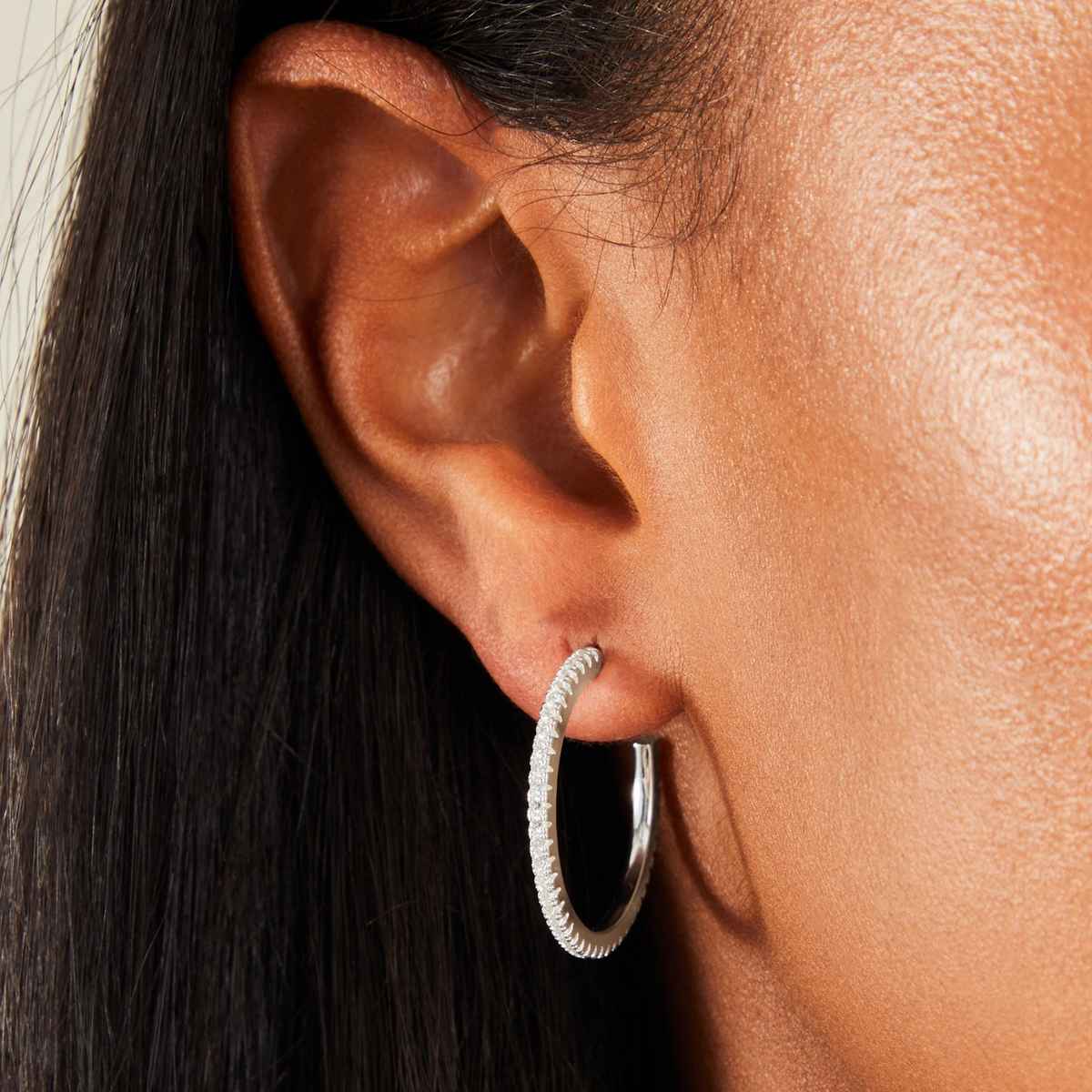 Accessorize London Women Sterling Silver-plated Cubic Zirconia Sparkle Hoops Earrings