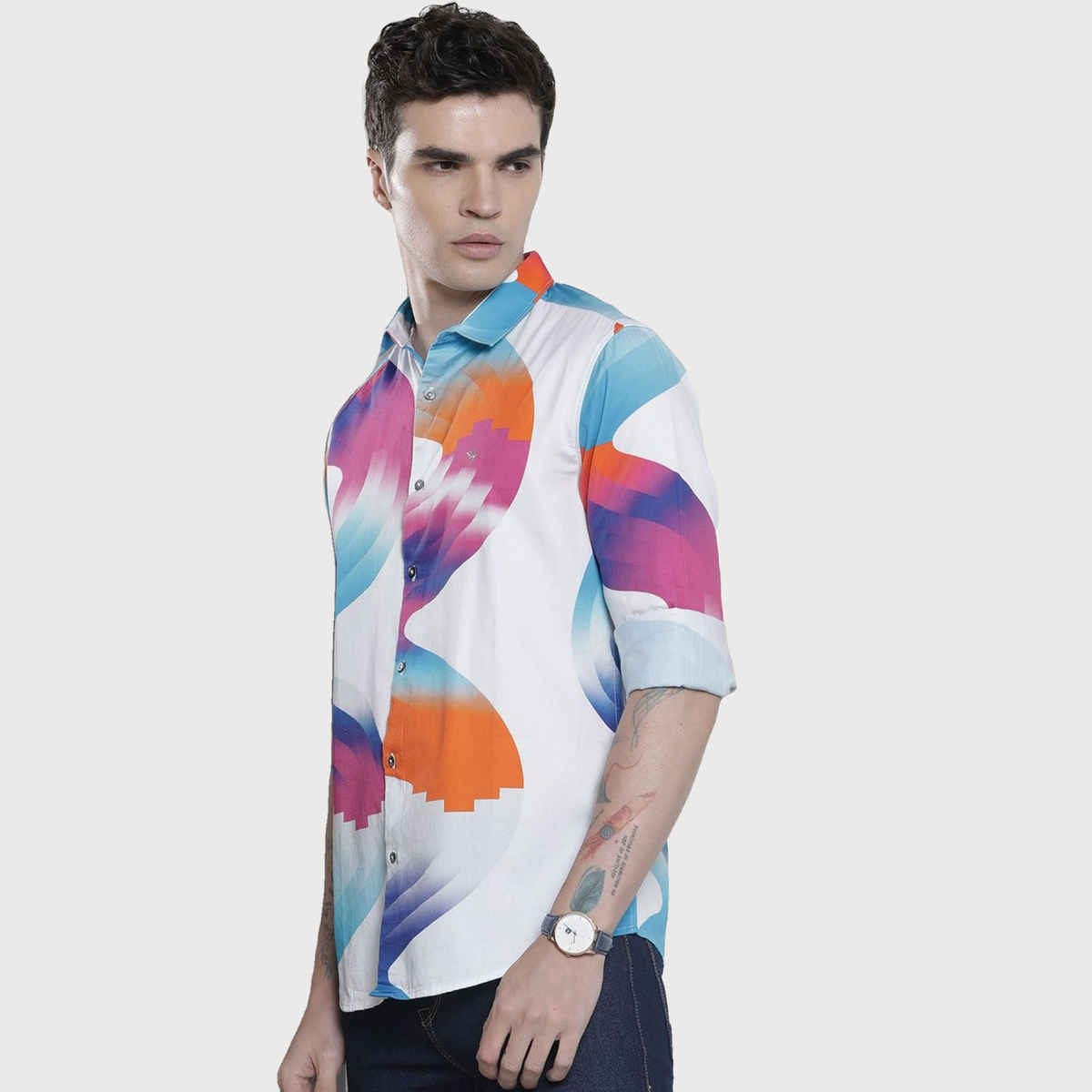 Men's Slim Fit Abstract Printed Shirts