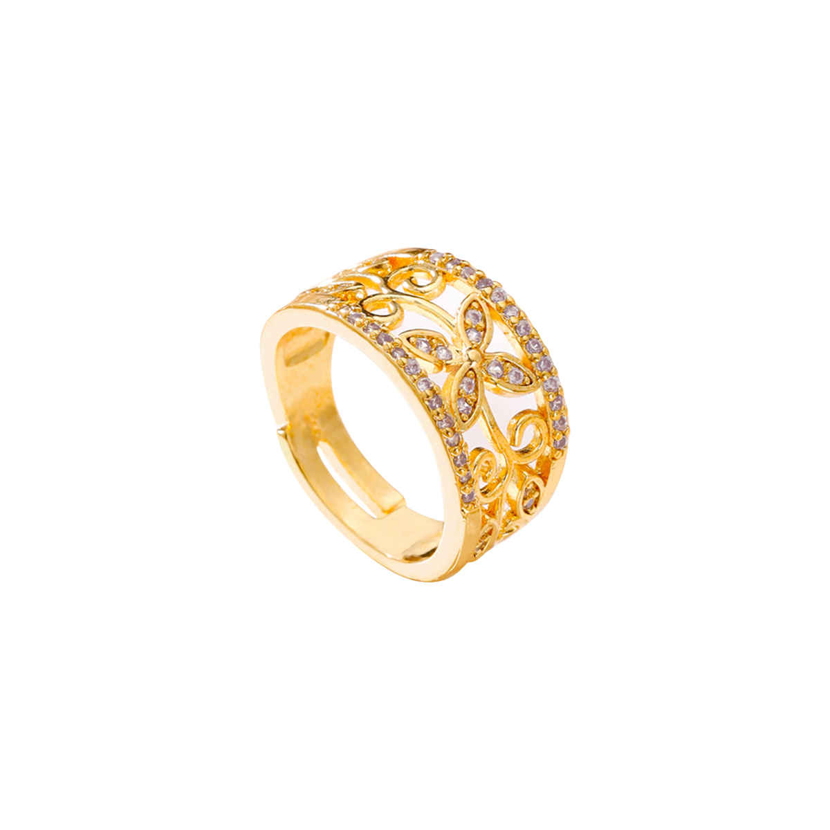 Yellow Chimes Gold-Plated White Crystal-Studded Band Finger Ring