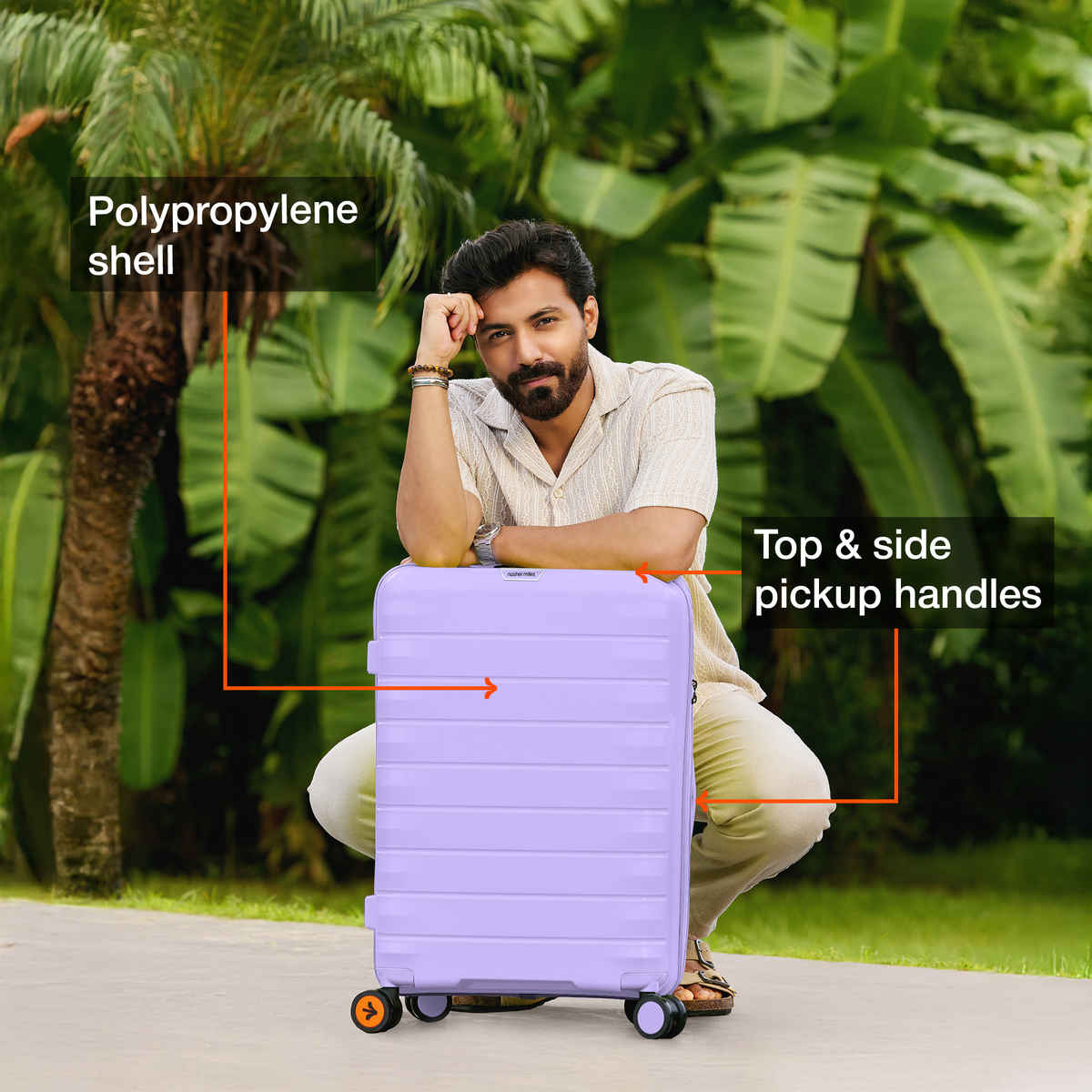 Nasher Miles Vienna Check-In Hardside Polypropylene- 55 and 65 cm Trolley Bag- Purple