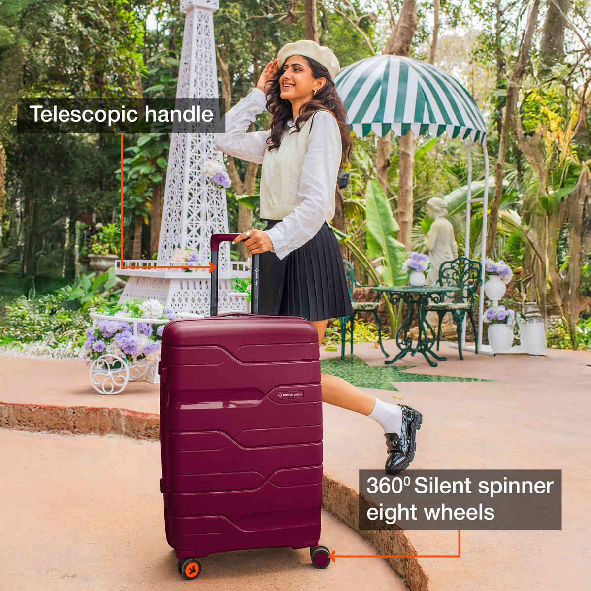 Nasher Miles Paris Check-In Hard Sided Polypropylene 28 Inch|75 cm Trolley Bag - Maroon