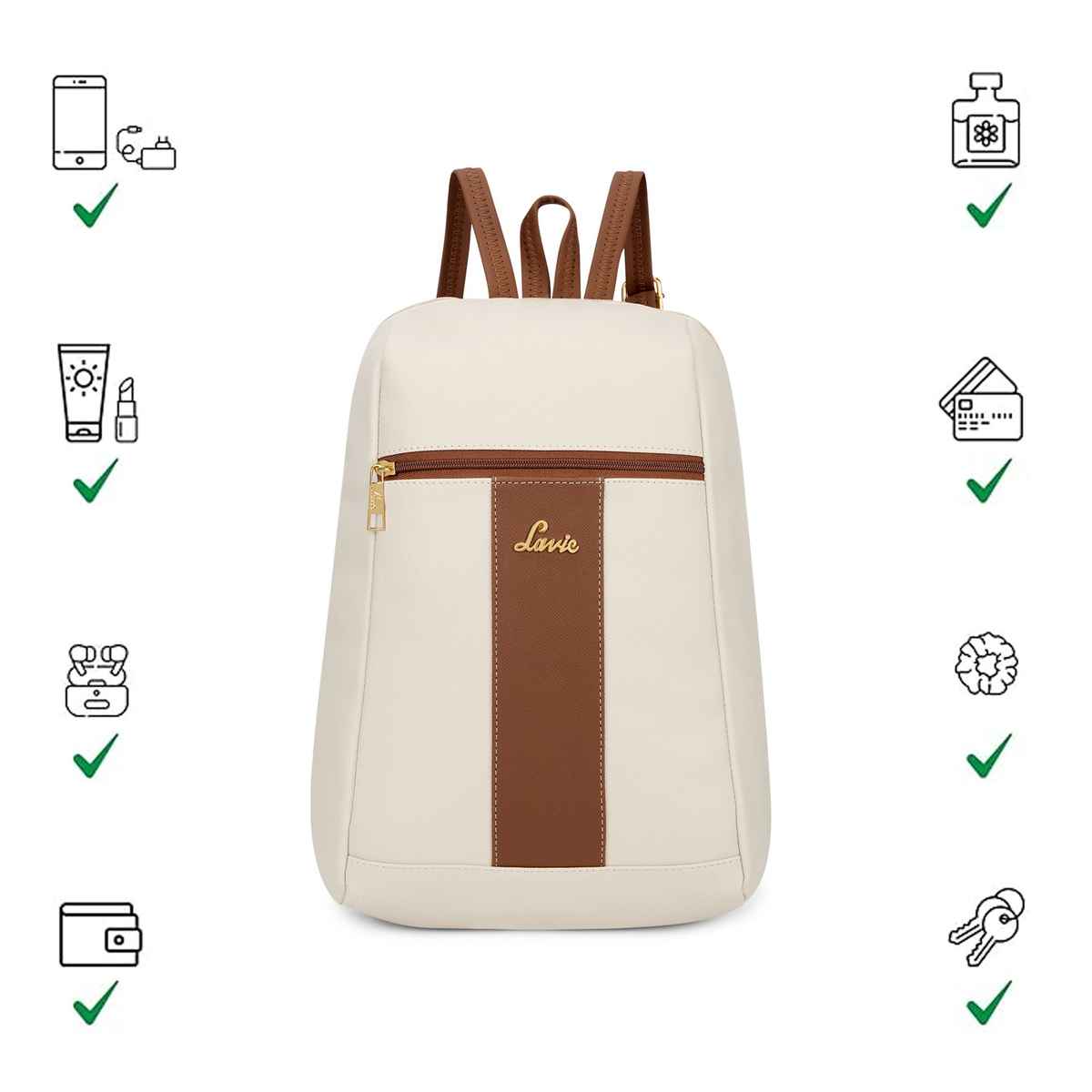 Lavie Women's Colourblock Cobie Fashion Backpack for | Shoulder Bag | Off White