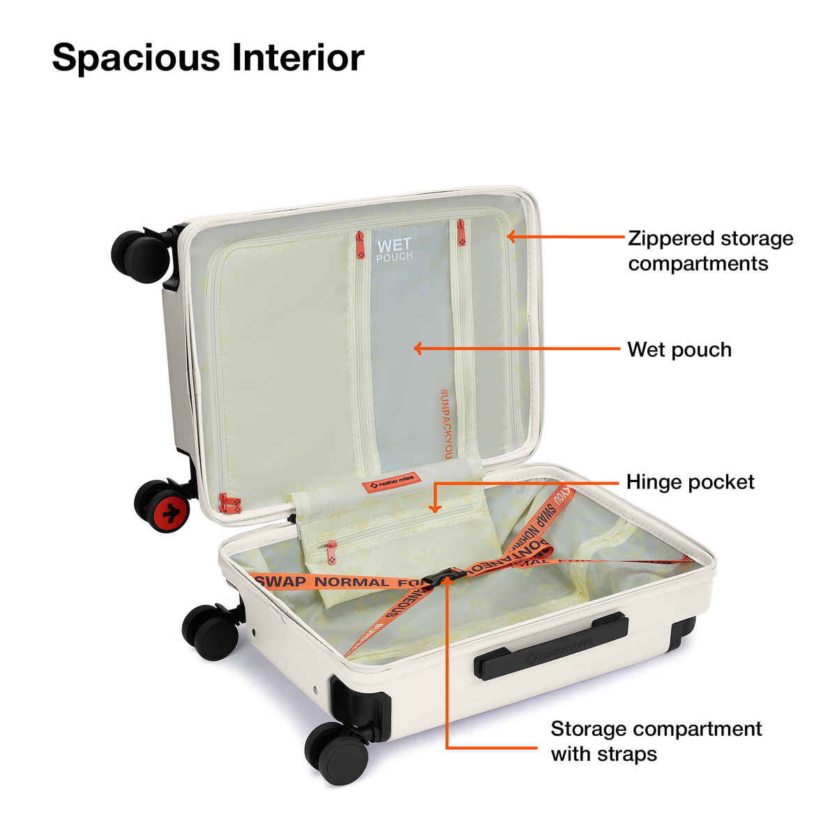 Nasher Miles Silicon Valley Cabin Expander Hard Sided 20 Inch|55 cm Trolley Bag - White