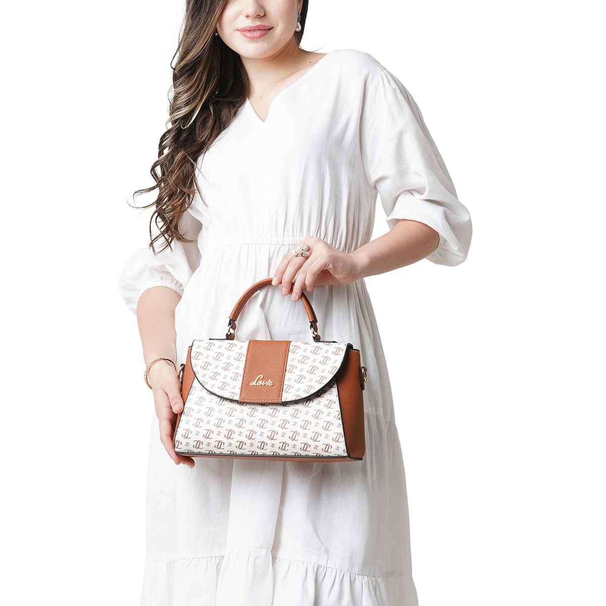 Lavie Women's Mono LL Becky Flap Satchel Handbag | Offwhite