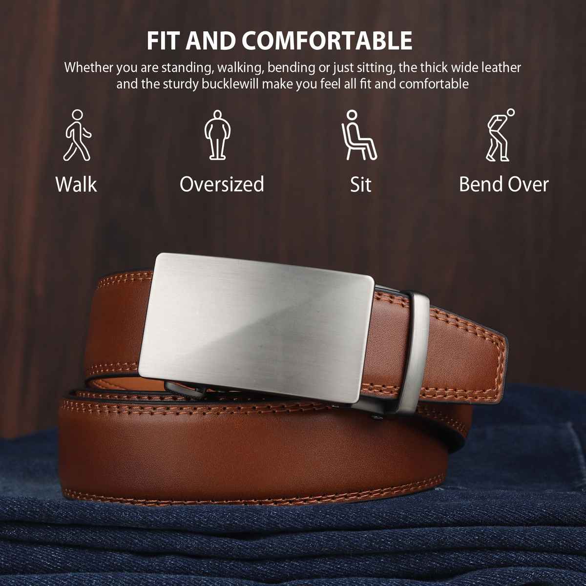 Zoro United Men's Solid Vegan Leather Men's Belt | Brown - One Size