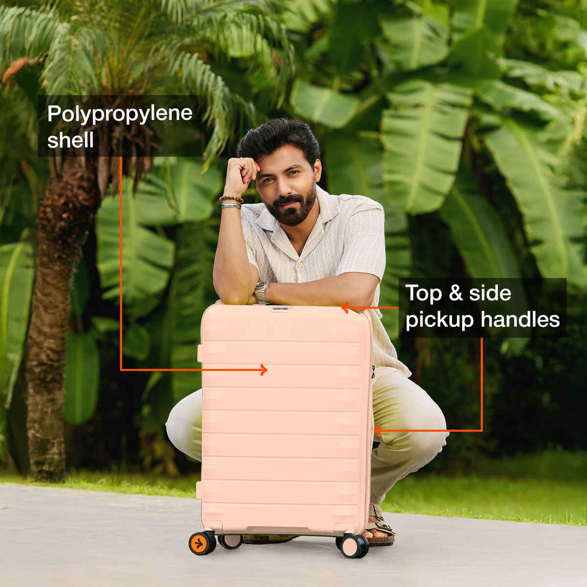 Nasher Miles Vienna Check-In Hard Sided Polypropylene 24 Inch|65 cm Trolley Bag - Peach