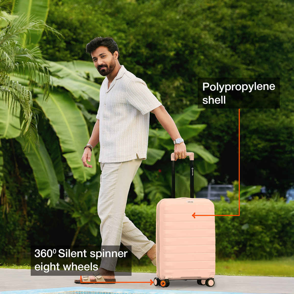 Nasher Miles Vienna Cabin Hard Sided Polypropylene 20 Inch|55 cm Trolley Bag - Peach