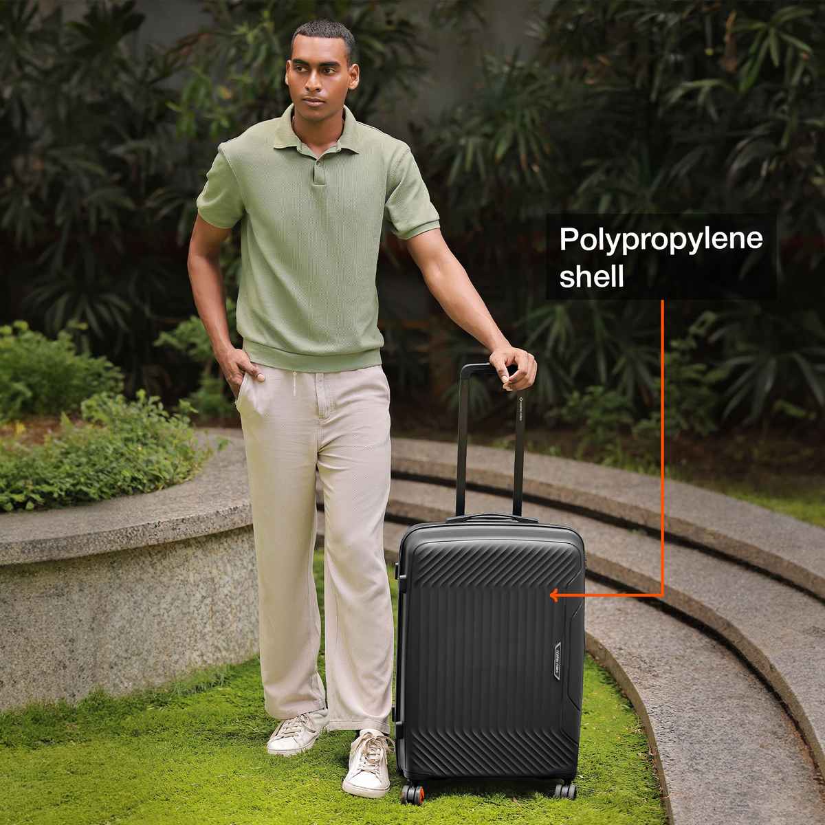 Nasher Miles Coorg Check-In Hard Side Polypropylene - 65 and 75 cm Trolley Bag- Black