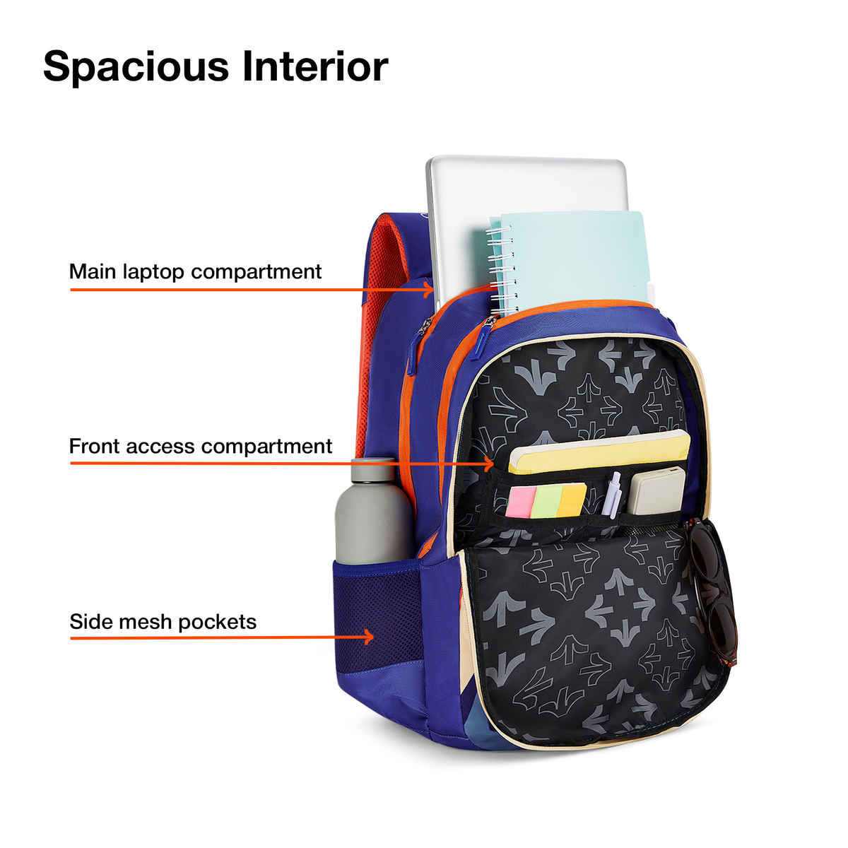 Nasher Miles Modern Polyester Laptop Backpack with Raincover & Front Organiser | Blue - 45 L