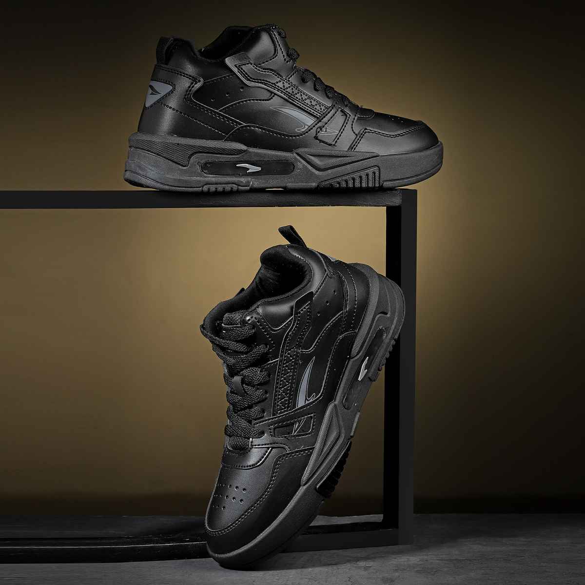 Asian Men s Mexico-11 Full Black Hightop Sneakers | UK-7