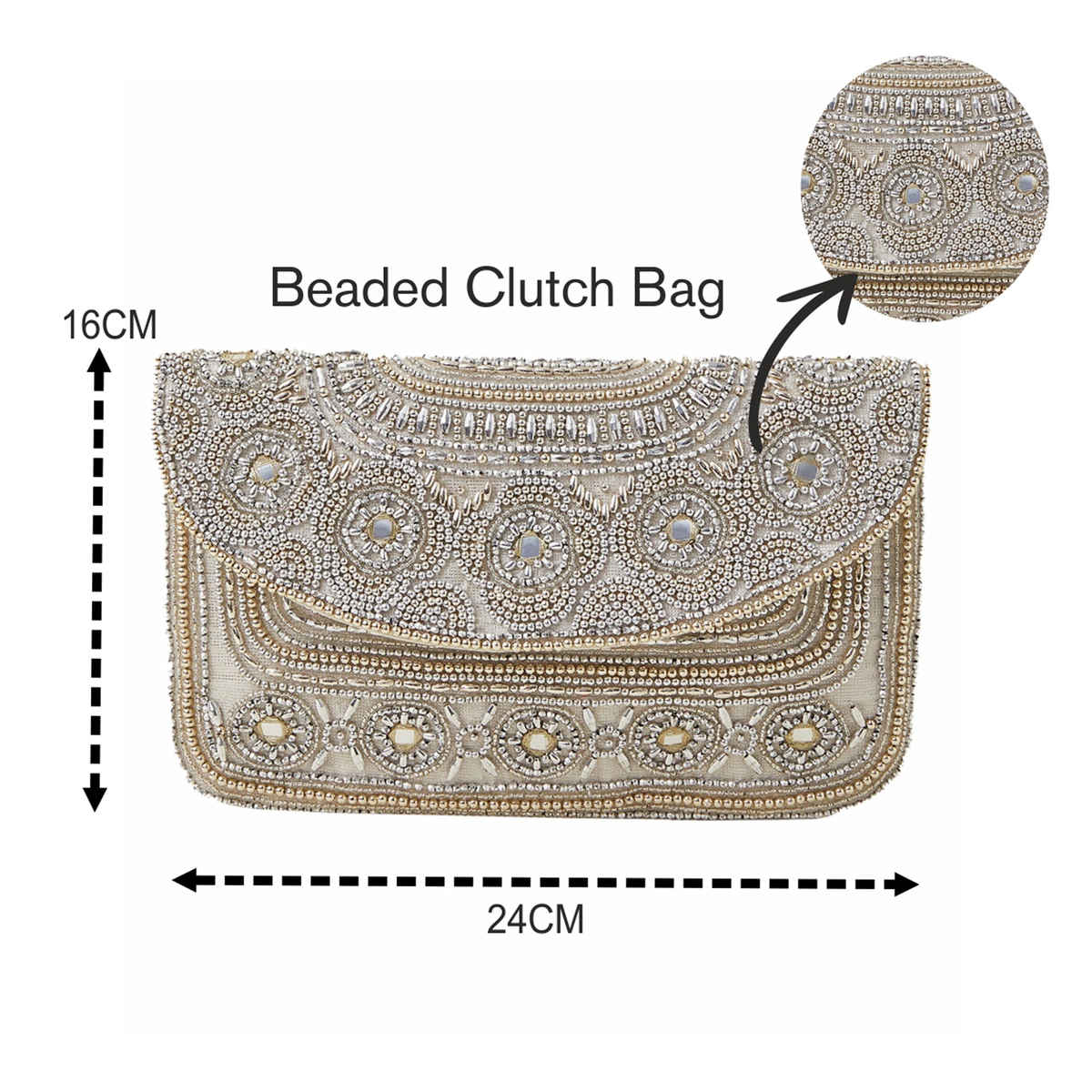 Accessorize London Women's Beaded Clutch Bag | Silver