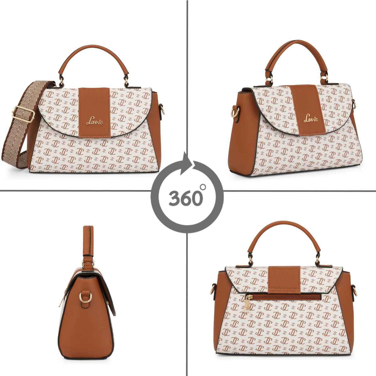 Lavie Women's Mono LL Becky Flap Satchel Handbag | Offwhite