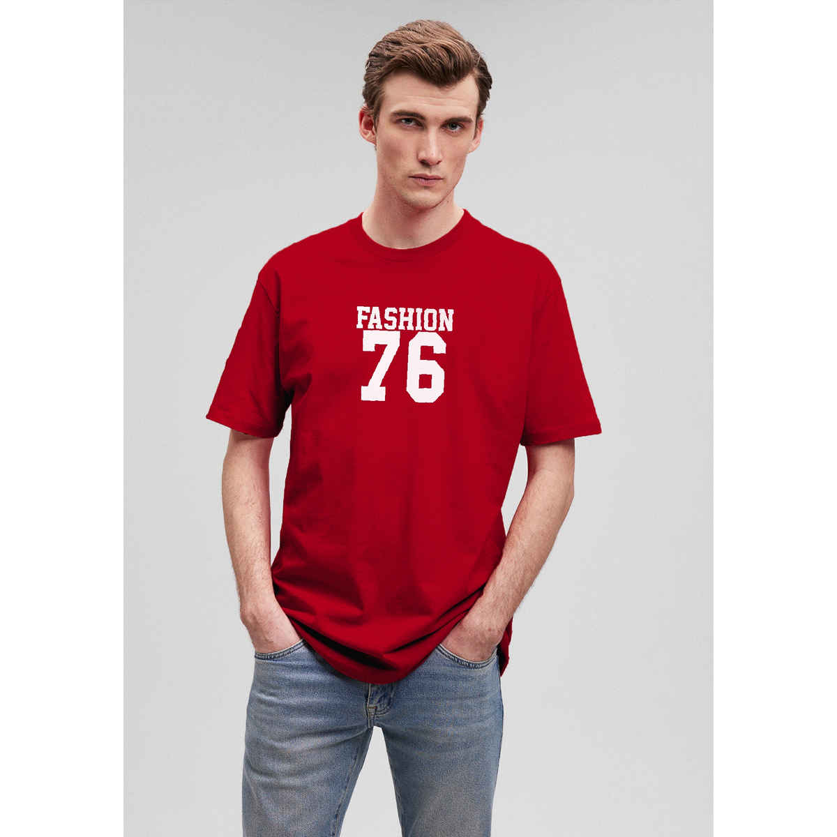 De Tees Men's Half Sleeve T-shirt | MHS-FASHION | Red - L