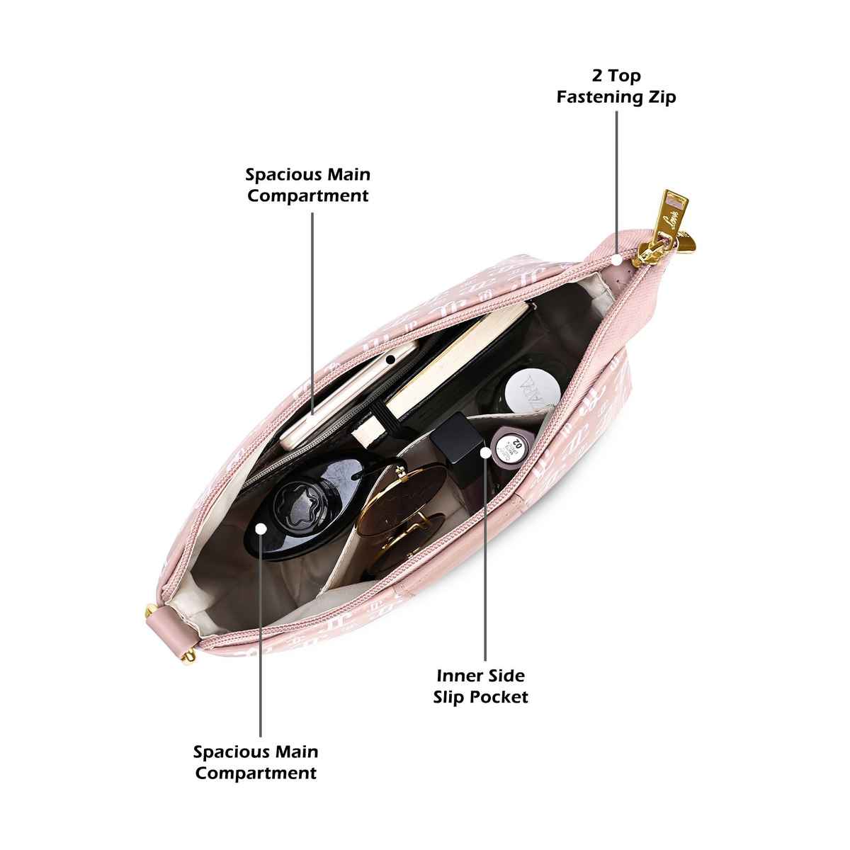 Lavie Women's Mono Ll Evelynn Crossbody Sling Bag | Ladies Purse Handbag | Pink